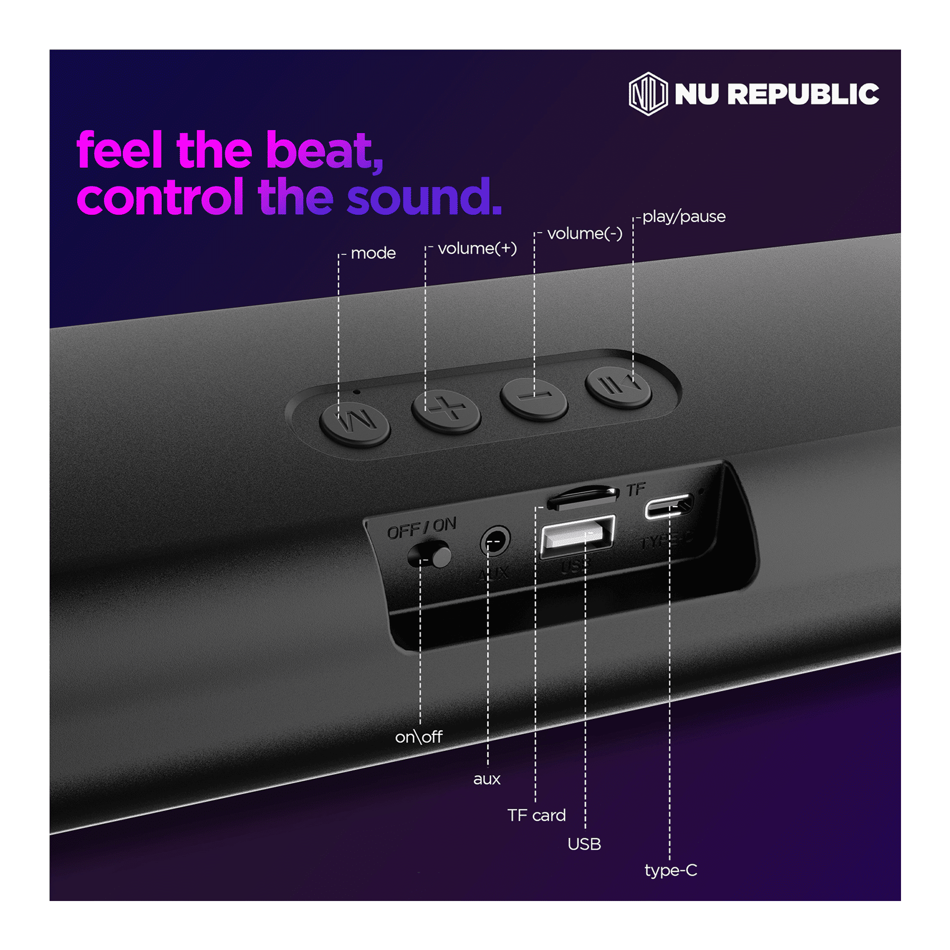 Nu Republic Party Box 165 Party Speaker (16W, 10H Playtime, Bluetooth 5.3, Black) - Image 12