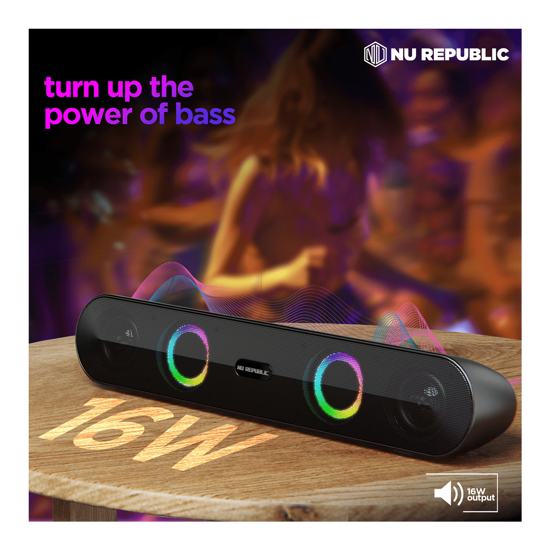 Nu Republic Party Box 165 Party Speaker (16W, 10H Playtime, Bluetooth 5.3, Black) - Image 6
