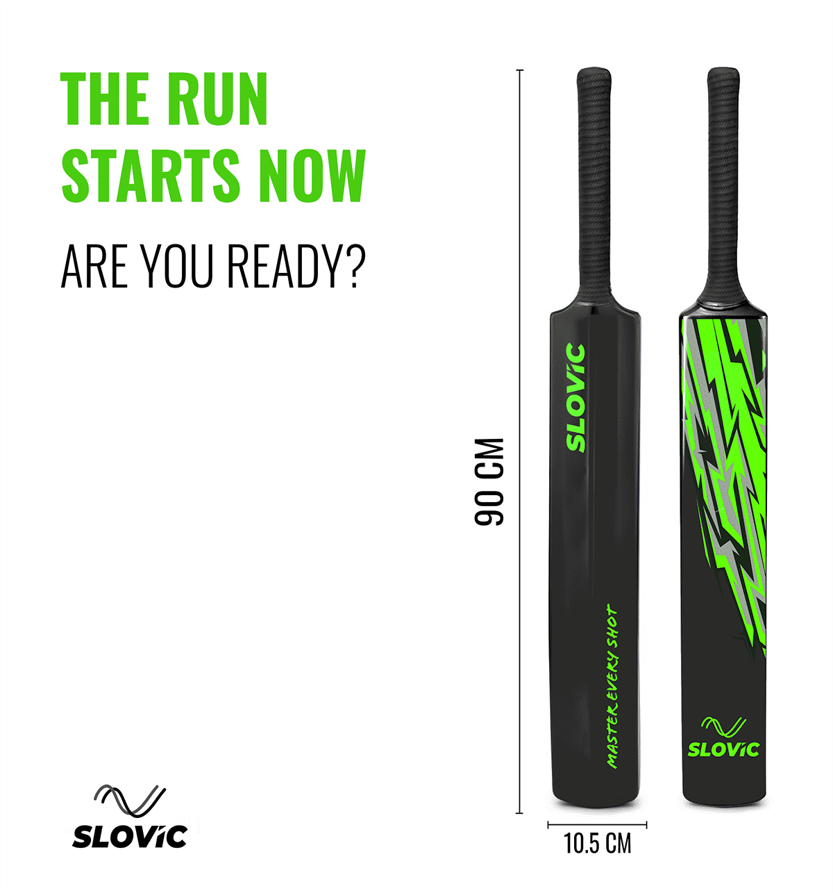 Slovic Full-Size Plastic Cricket Bat (90x10.5 cm, Black/Neon) - Image 7
