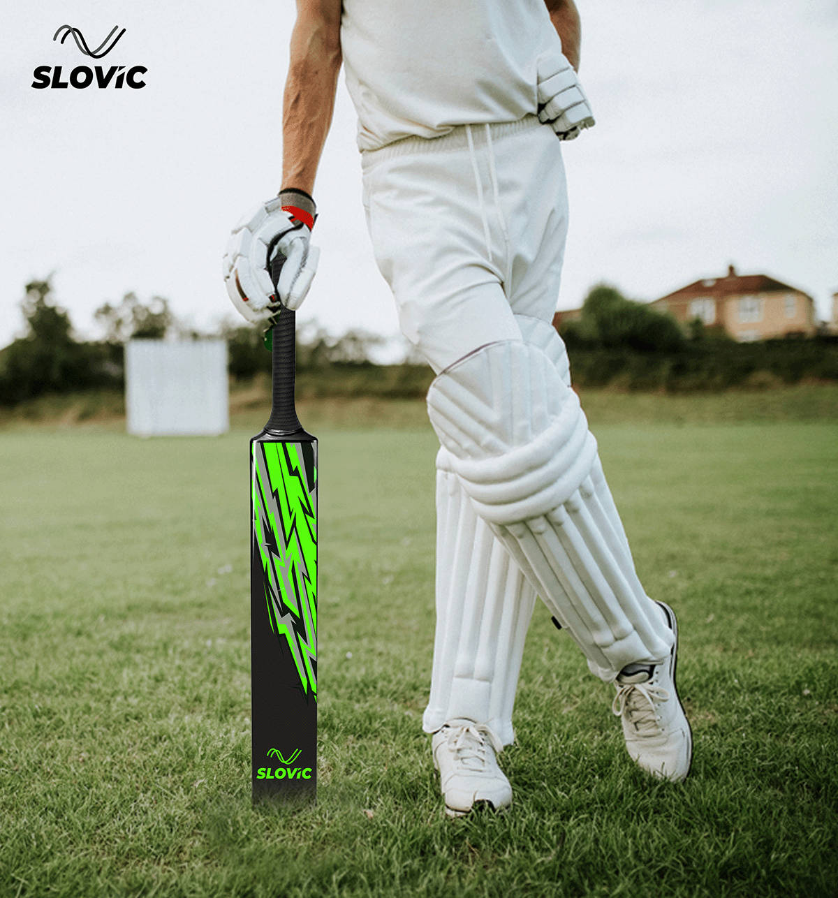 Slovic Full-Size Plastic Cricket Bat (90x10.5 cm, Black/Neon) - Image 9
