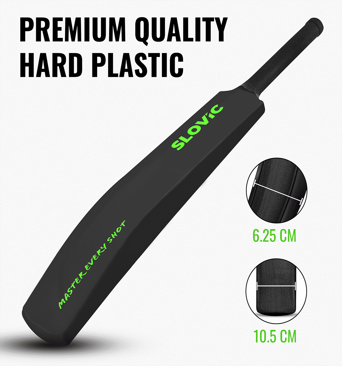 Slovic Full-Size Plastic Cricket Bat (90x10.5 cm, Black/Neon) - Image 8