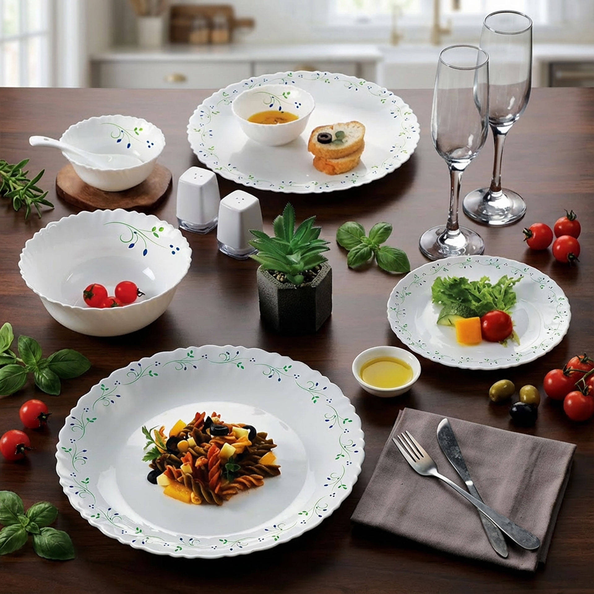 Buy Cello Dazzle Series Lightweight Tropical Lagoon Dinner Set (13