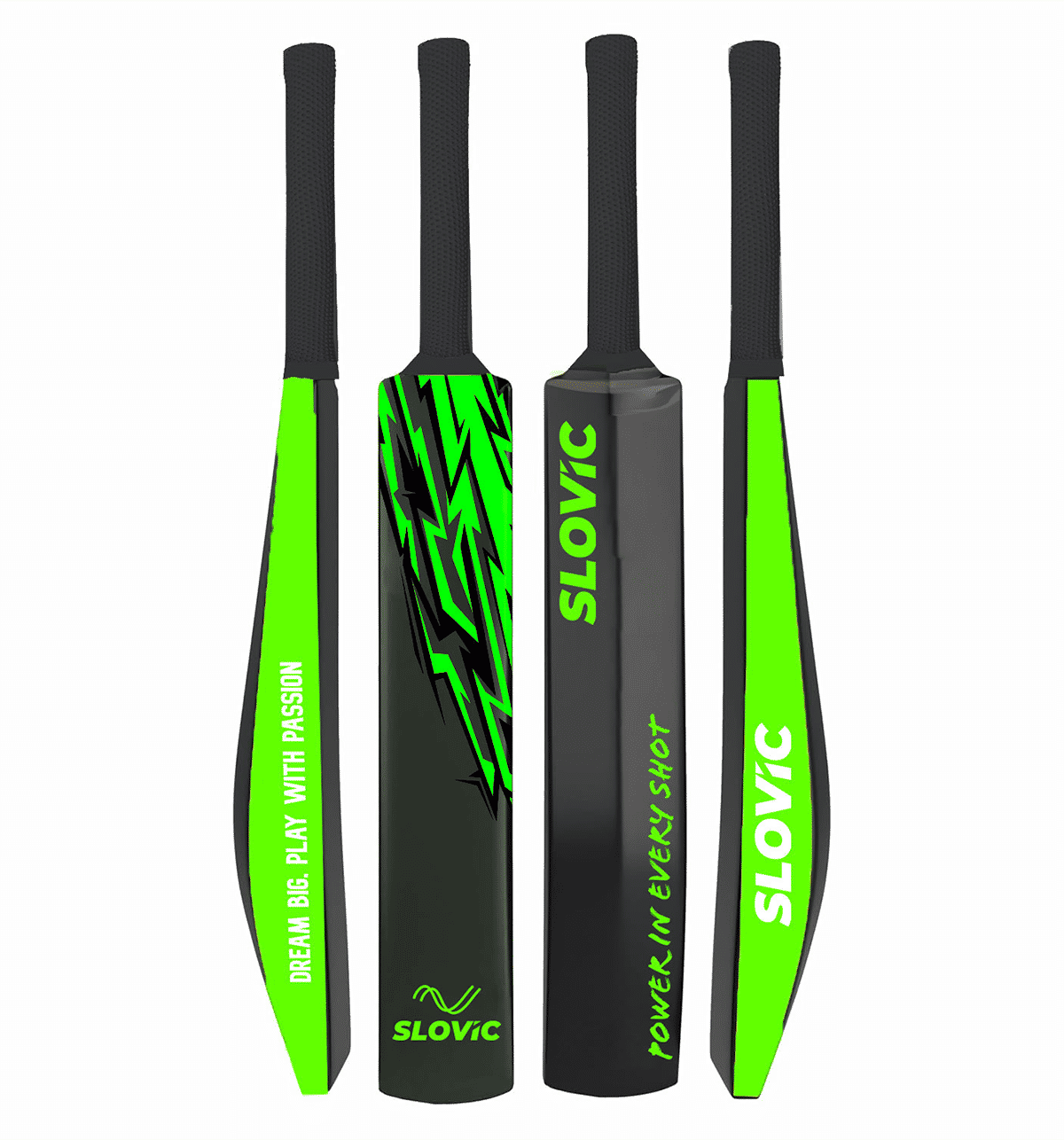 Slovic Full-Size Plastic Cricket Bat (90x10.5 cm, Black/Neon) - Image 3
