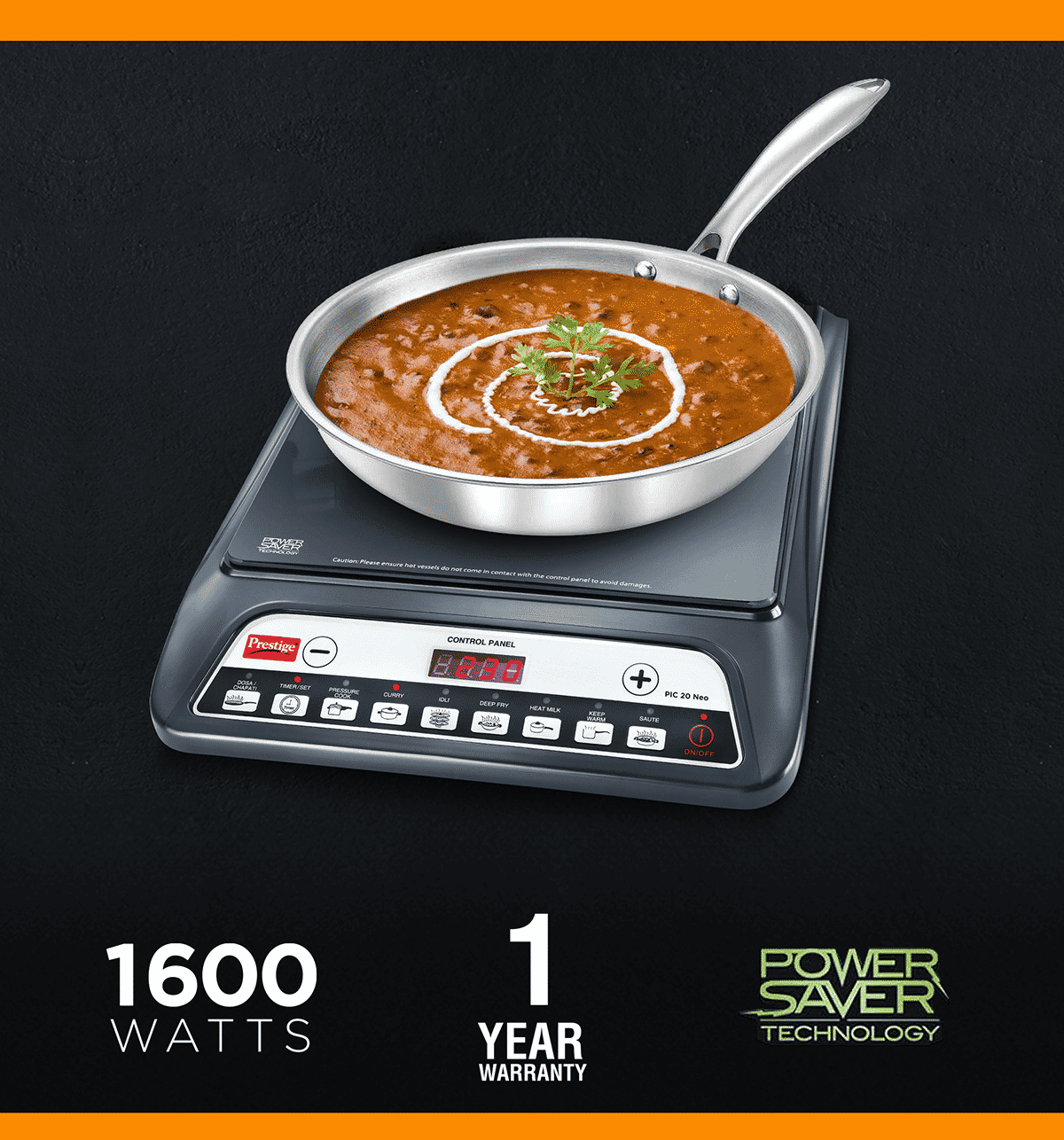 Prestige PIC 20 NEO Induction Cooktop 1600W Black - Image 5