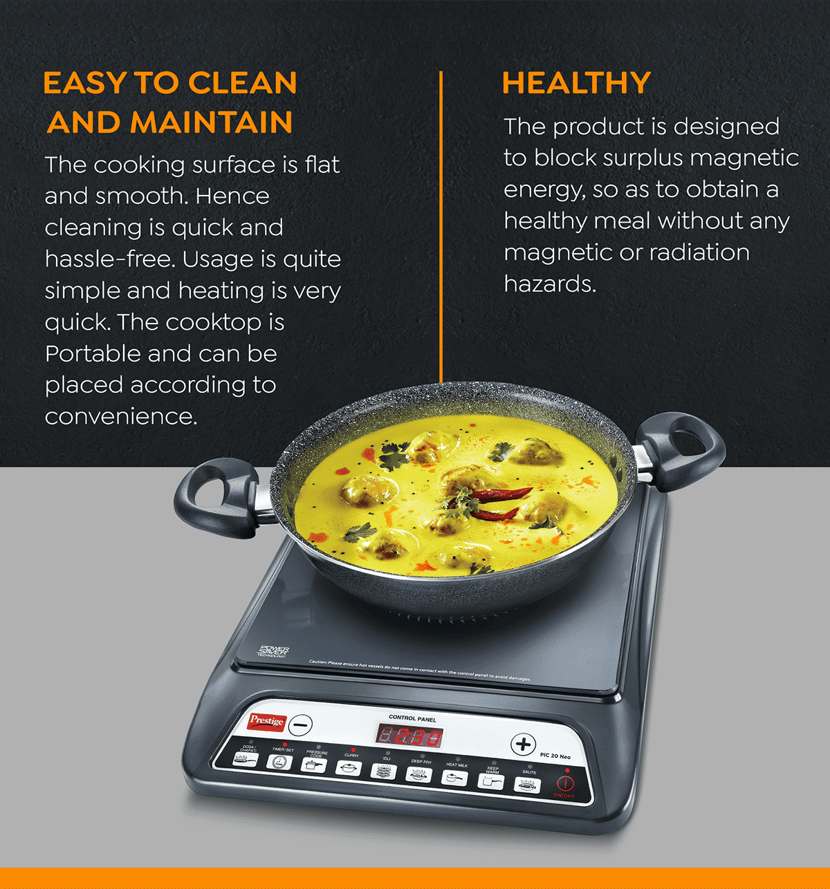 Prestige PIC 20 NEO Induction Cooktop 1600W Black - Image 3