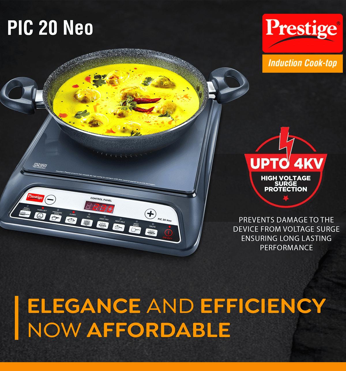 Prestige PIC 20 NEO Induction Cooktop 1600W Black - Image 2