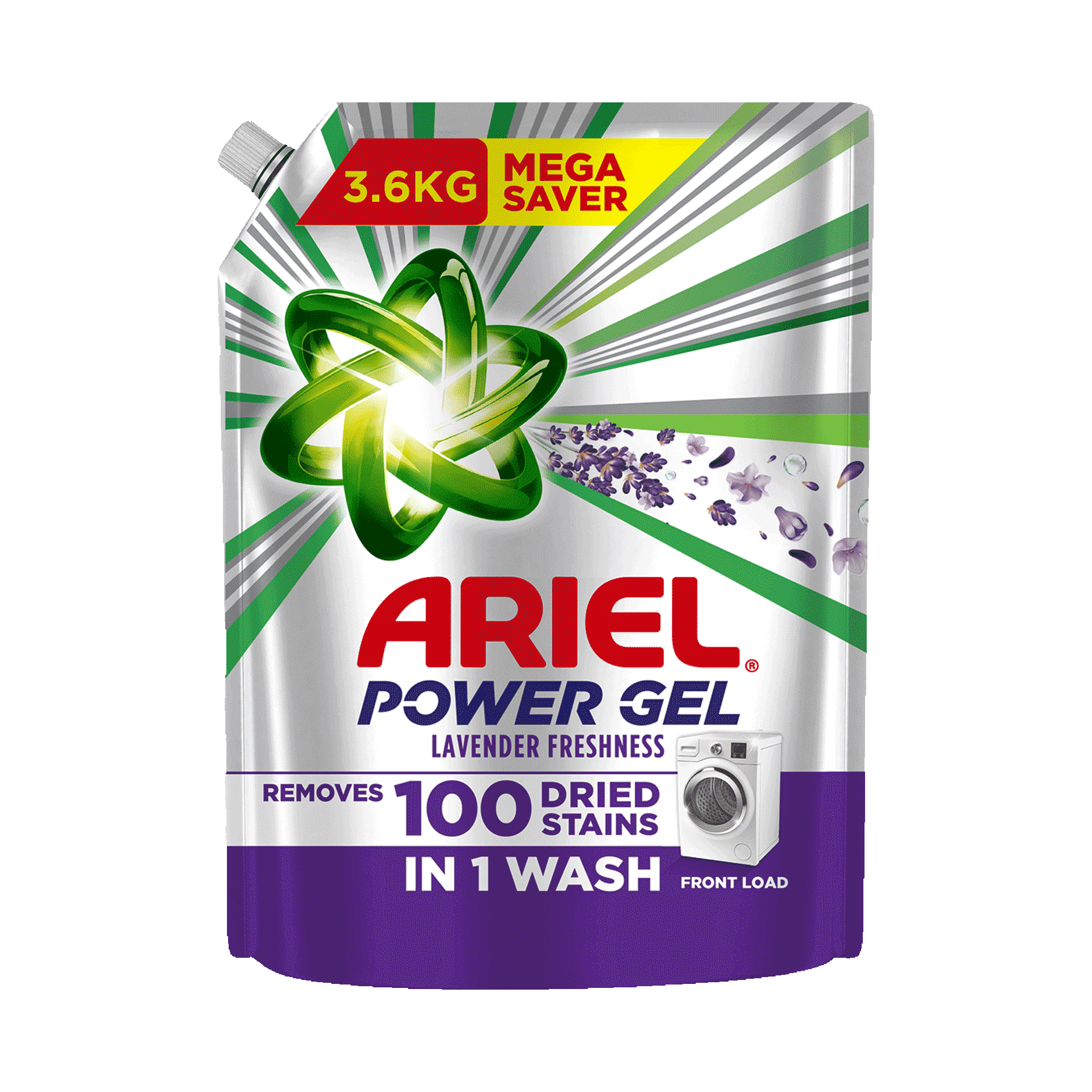 Ariel Lavender Power Gel Front Load Liquid Detergent 3.6Kg