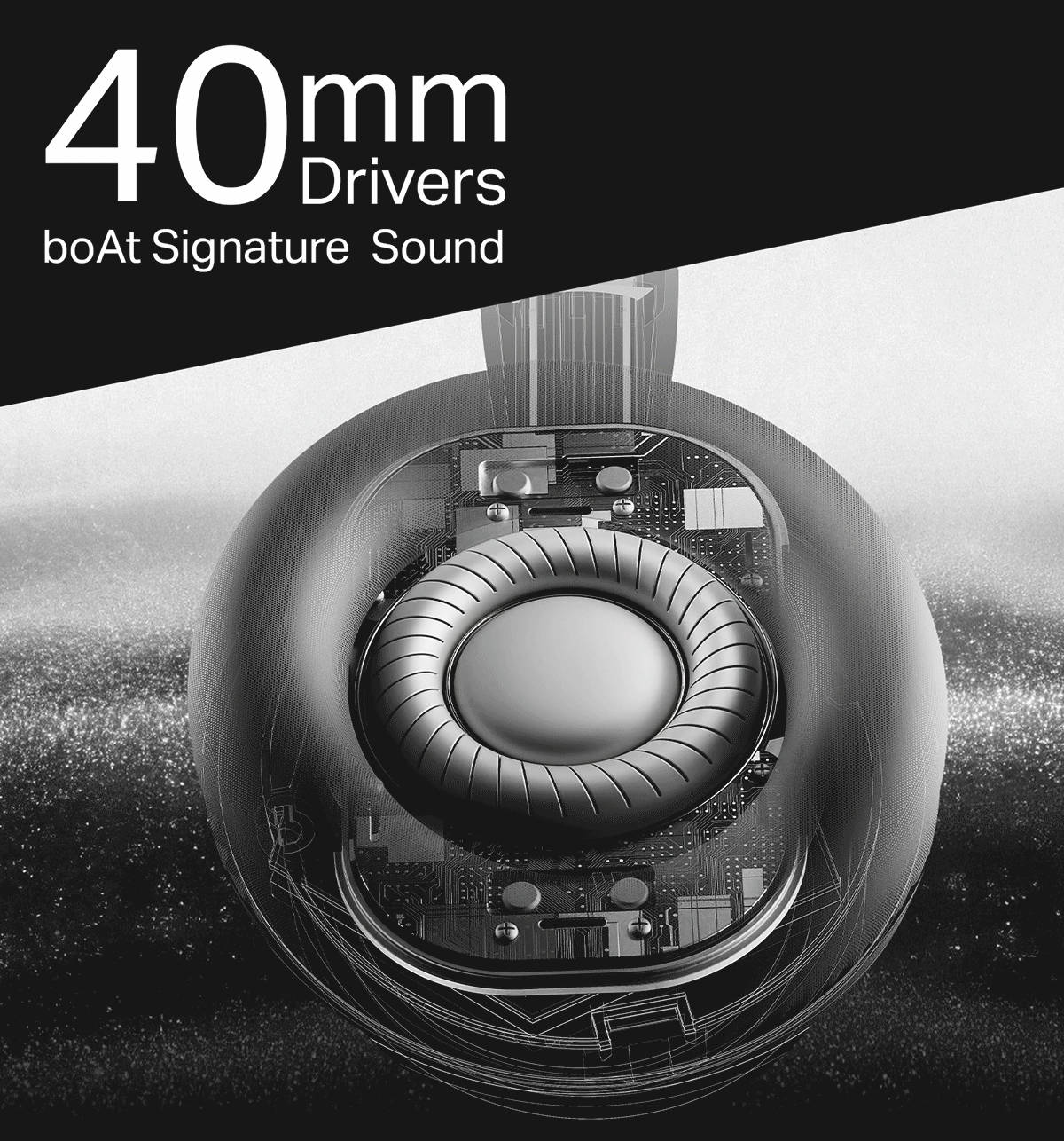 boAt Rockerz 371 Wireless Headphones (40mm Drivers, 50H Playtime, Bluetooth, Black Sabre) - Image 4
