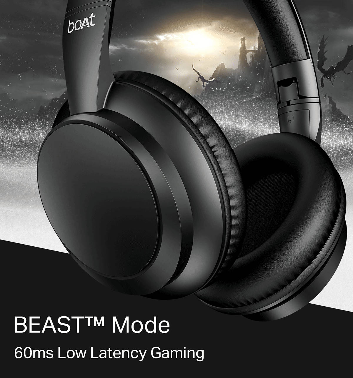 boAt Rockerz 371 Wireless Headphones (40mm Drivers, 50H Playtime, Bluetooth, Black Sabre) - Image 7