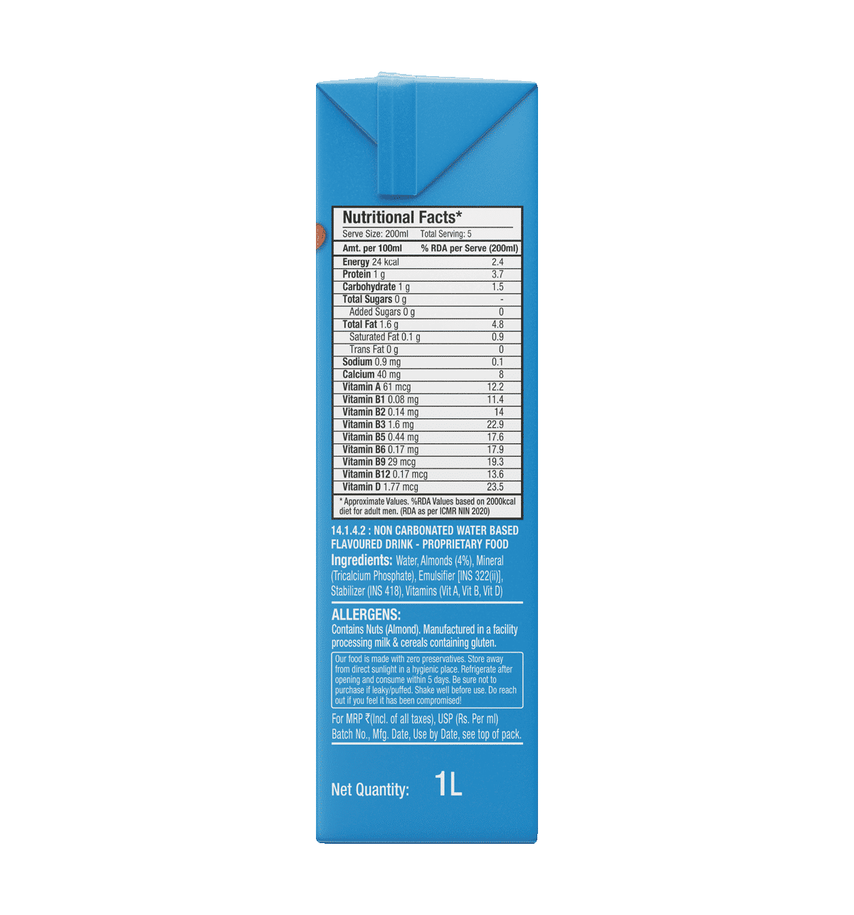 Epigamia Almond Beverage Dairy Free 1 L - Image 5