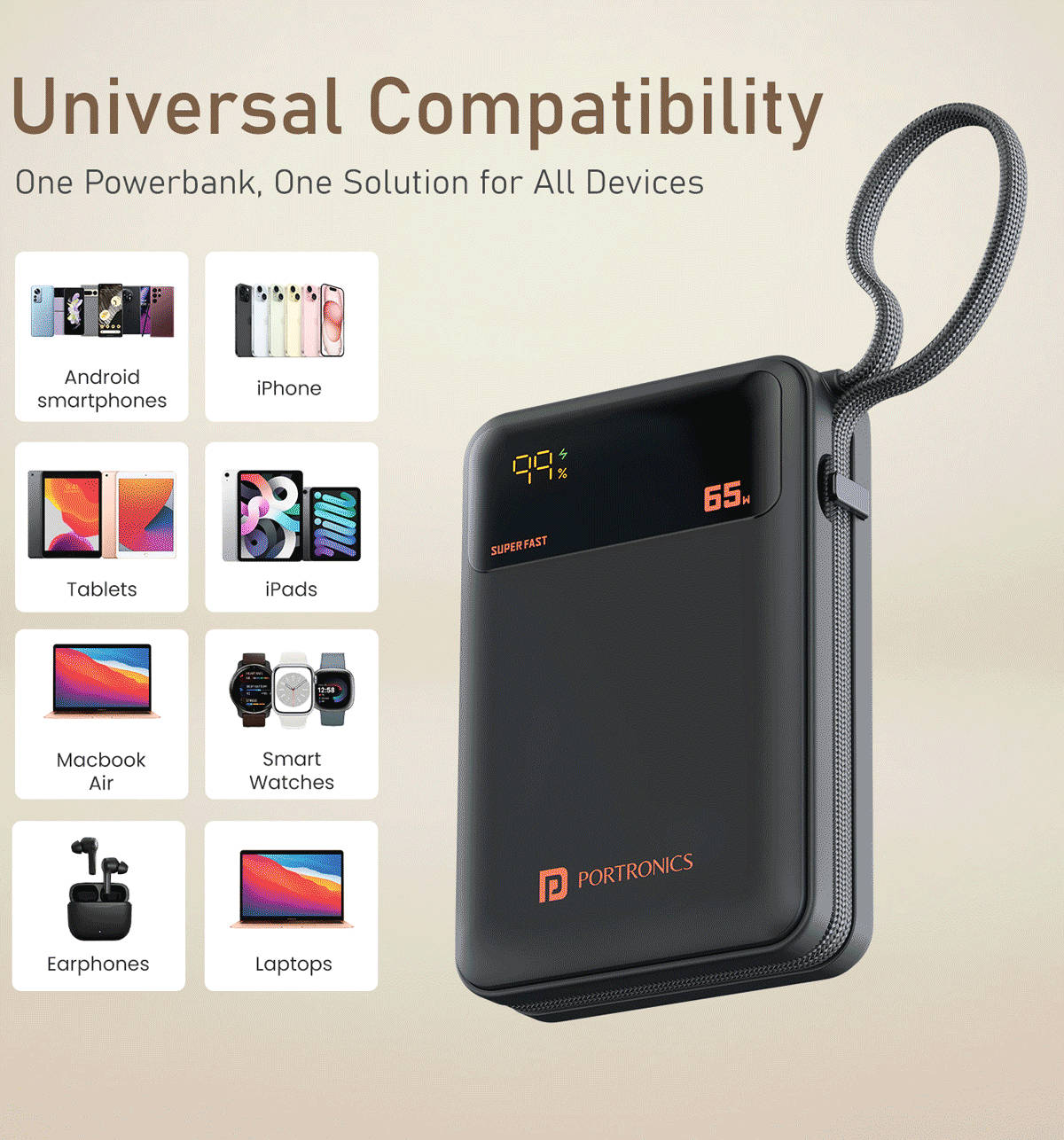 Portronics Ignis 65 20000mAh Power Bank, 65W, Black - Image 5