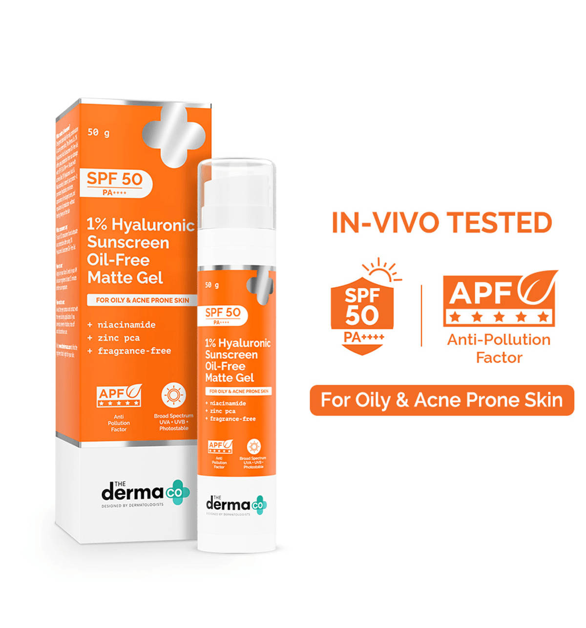 The Derma Co Hyaluronic Sunscreen SPF 50 Oil-Free Gel 50g - Image 3