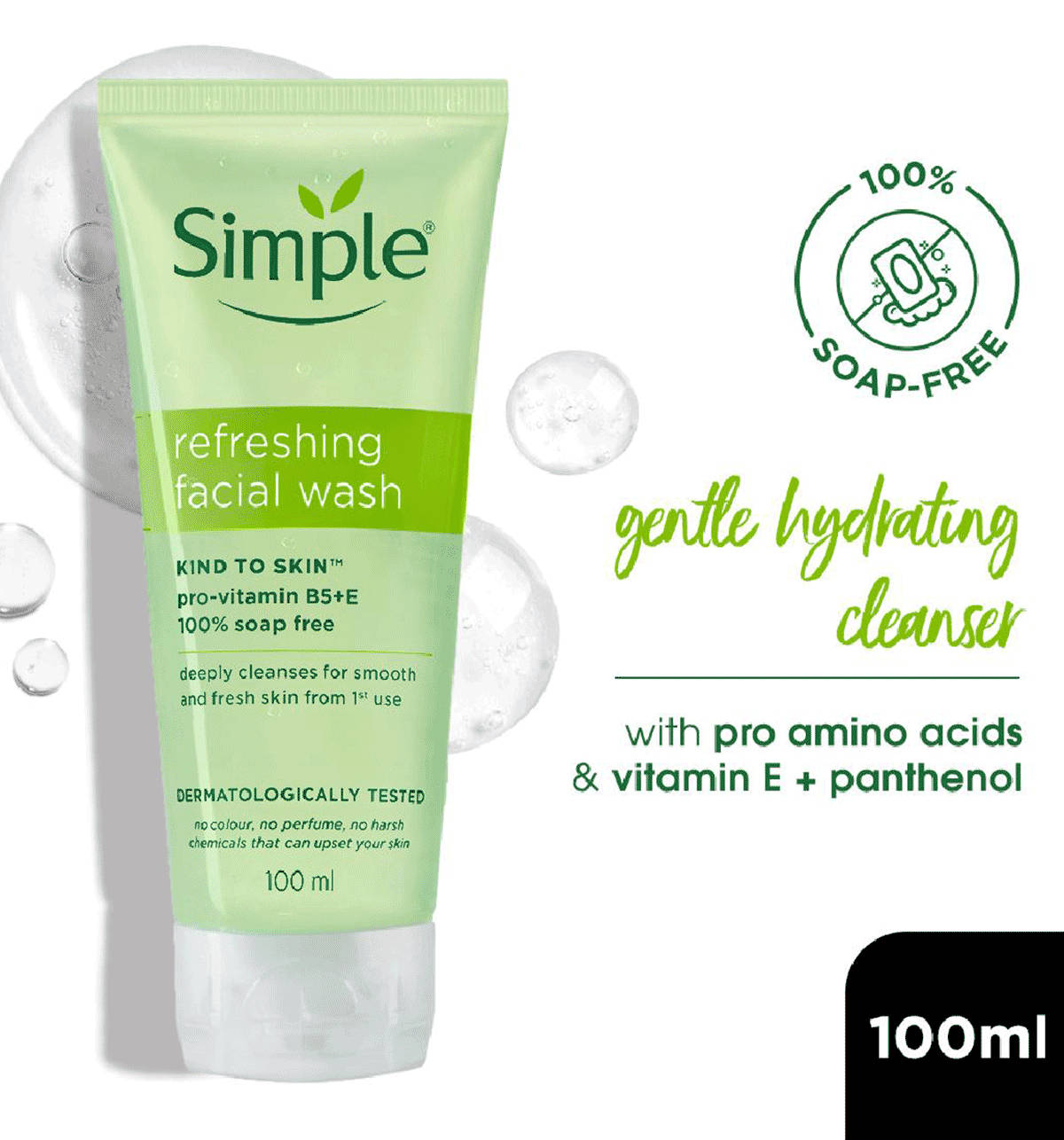 Simple Kind To Skin Refreshing Facial Wash 100ml - Image 4