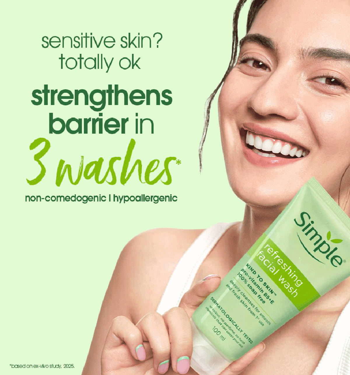 Simple Kind To Skin Refreshing Facial Wash 100ml - Image 10