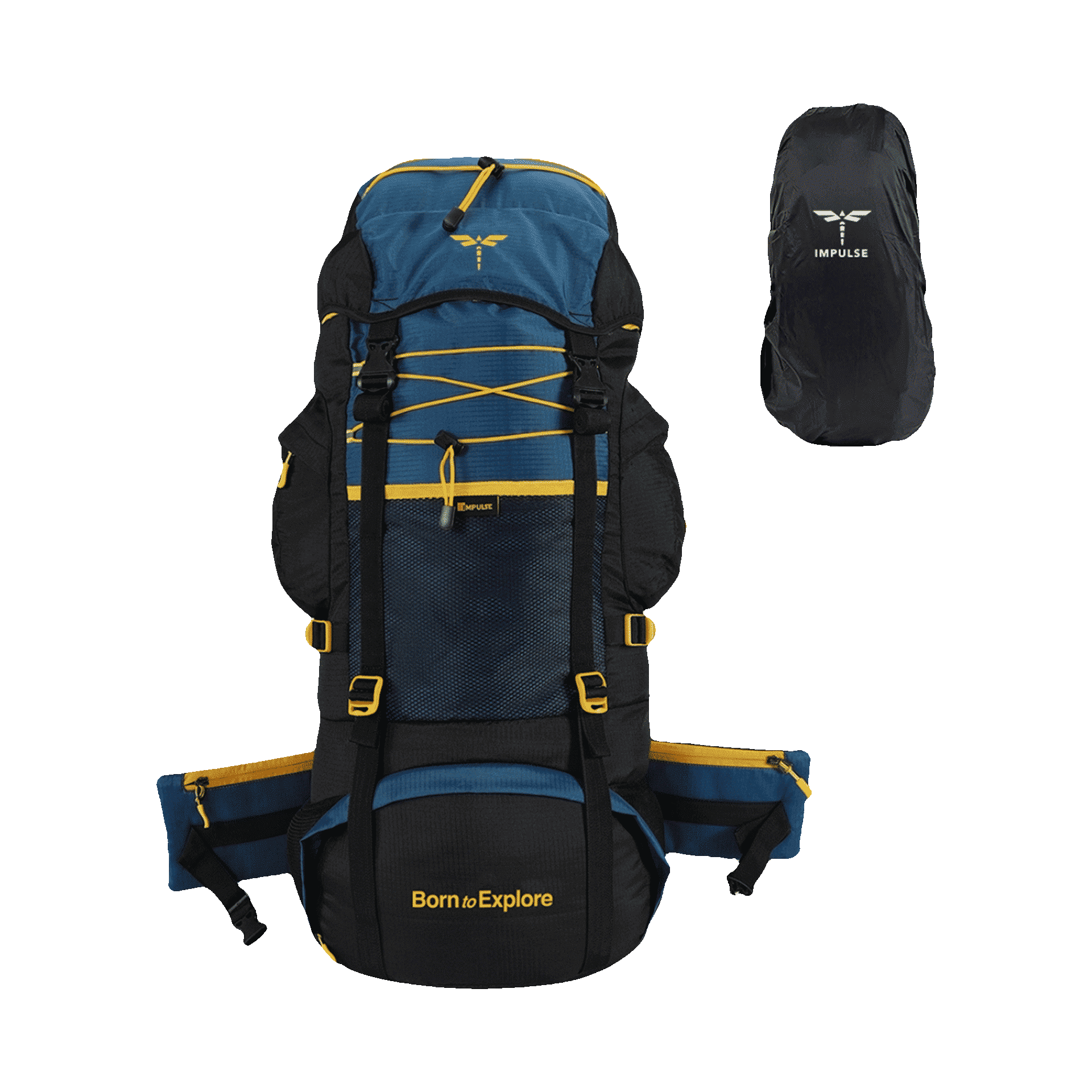 Impulse Banyan Polyester Trekking Hiking Camping Rucksack 75L Blue