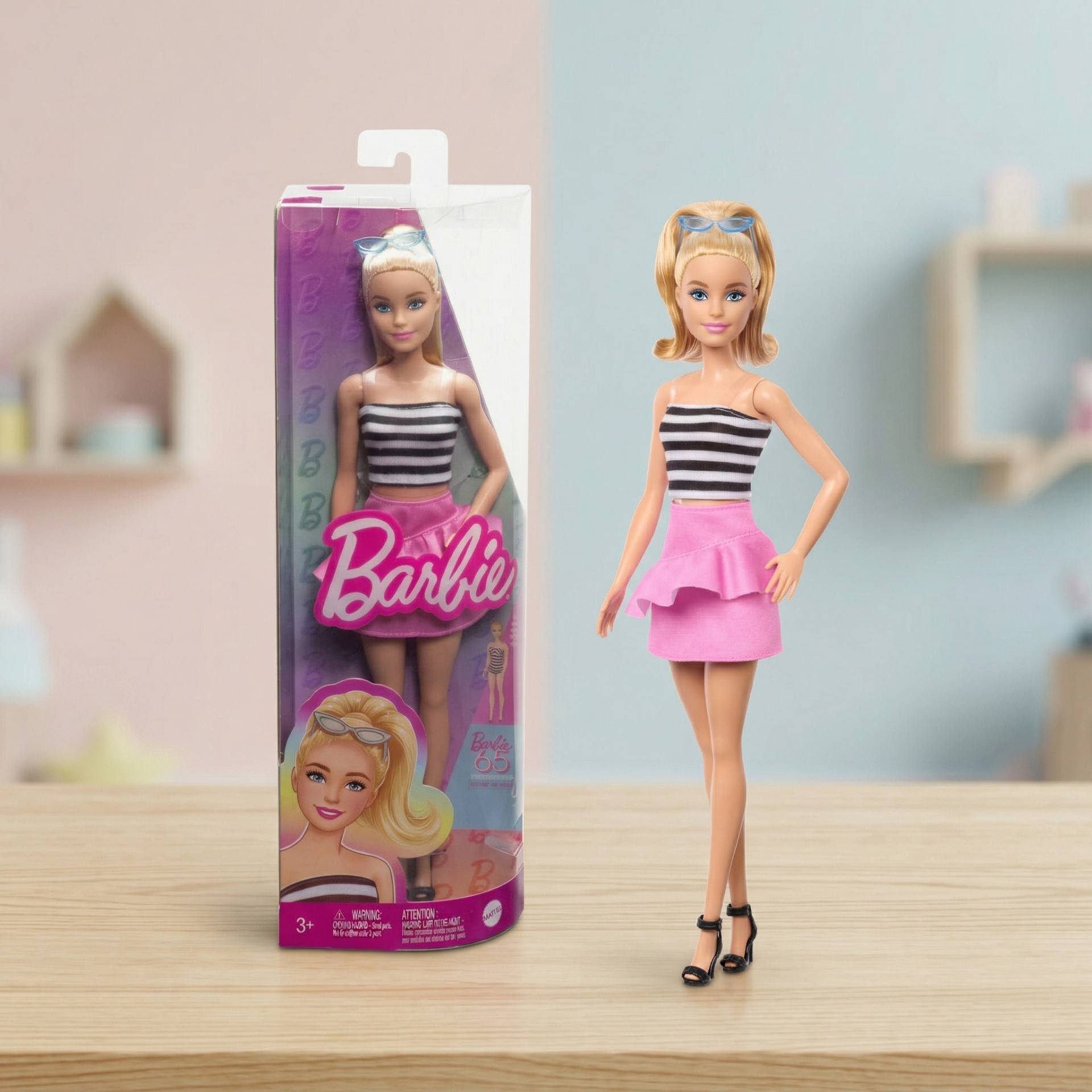 Buy ​Barbie Fashionistas Doll 213, Blonde with Striped Top, Pink
