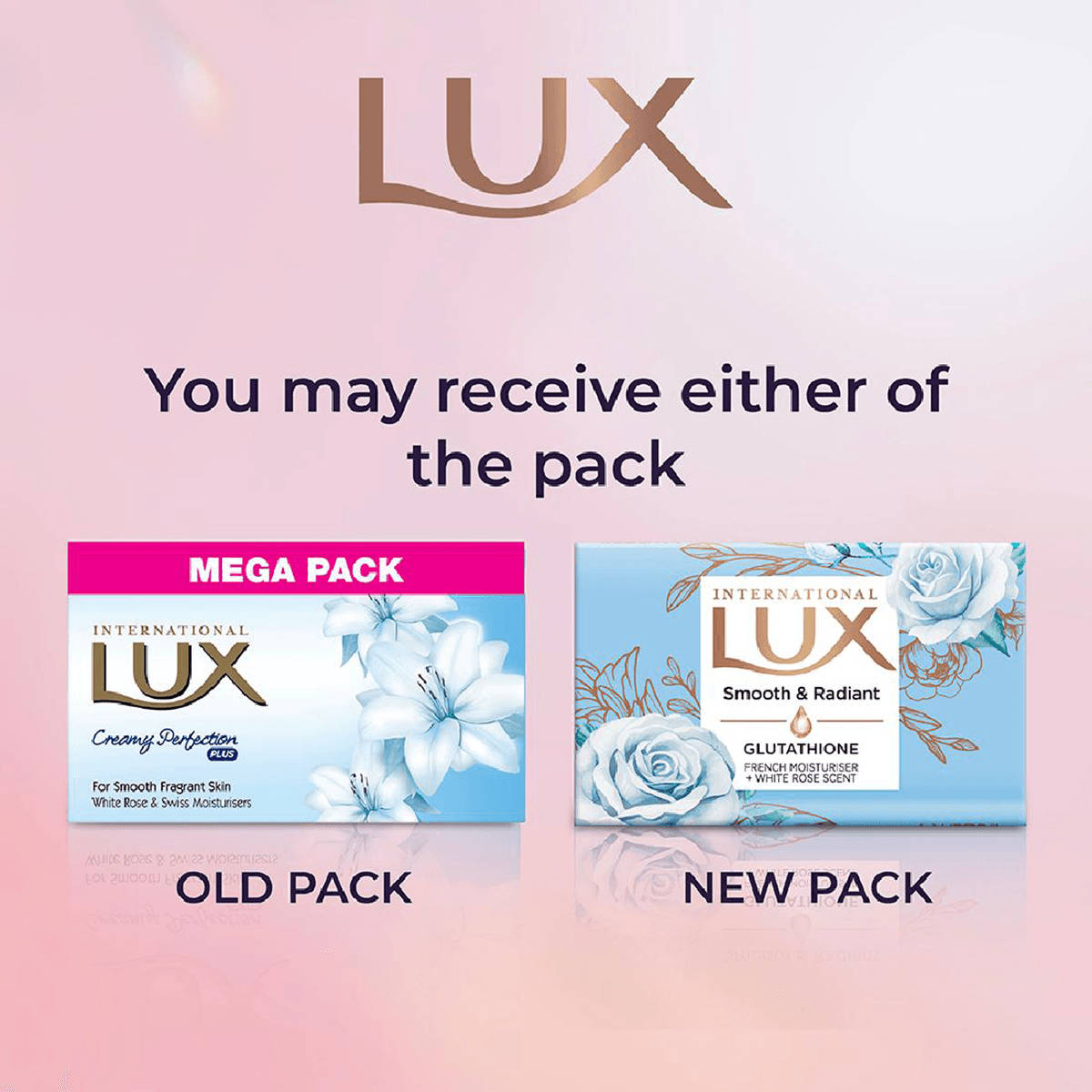 LUX INTERNATIONAL SMOOTH & RADIANT BATHING SOAP WITH GLUTATHIONE & FRENCH  MOISTURIZER