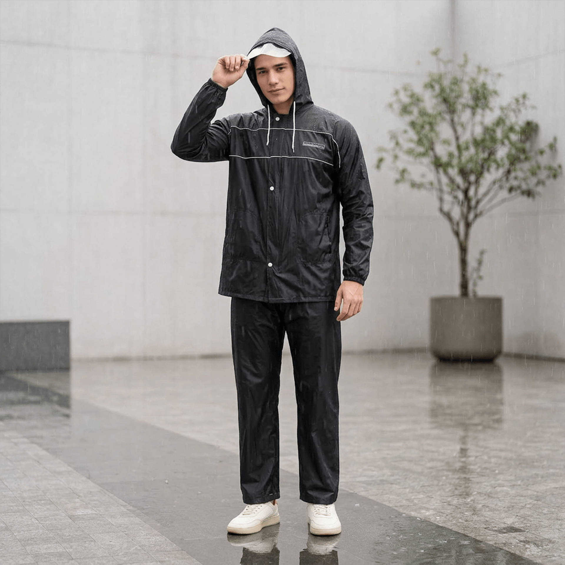 Buy Zeel Full Sleeves PVC Rainsuit for Men (XXL, PVC, Solid, Black