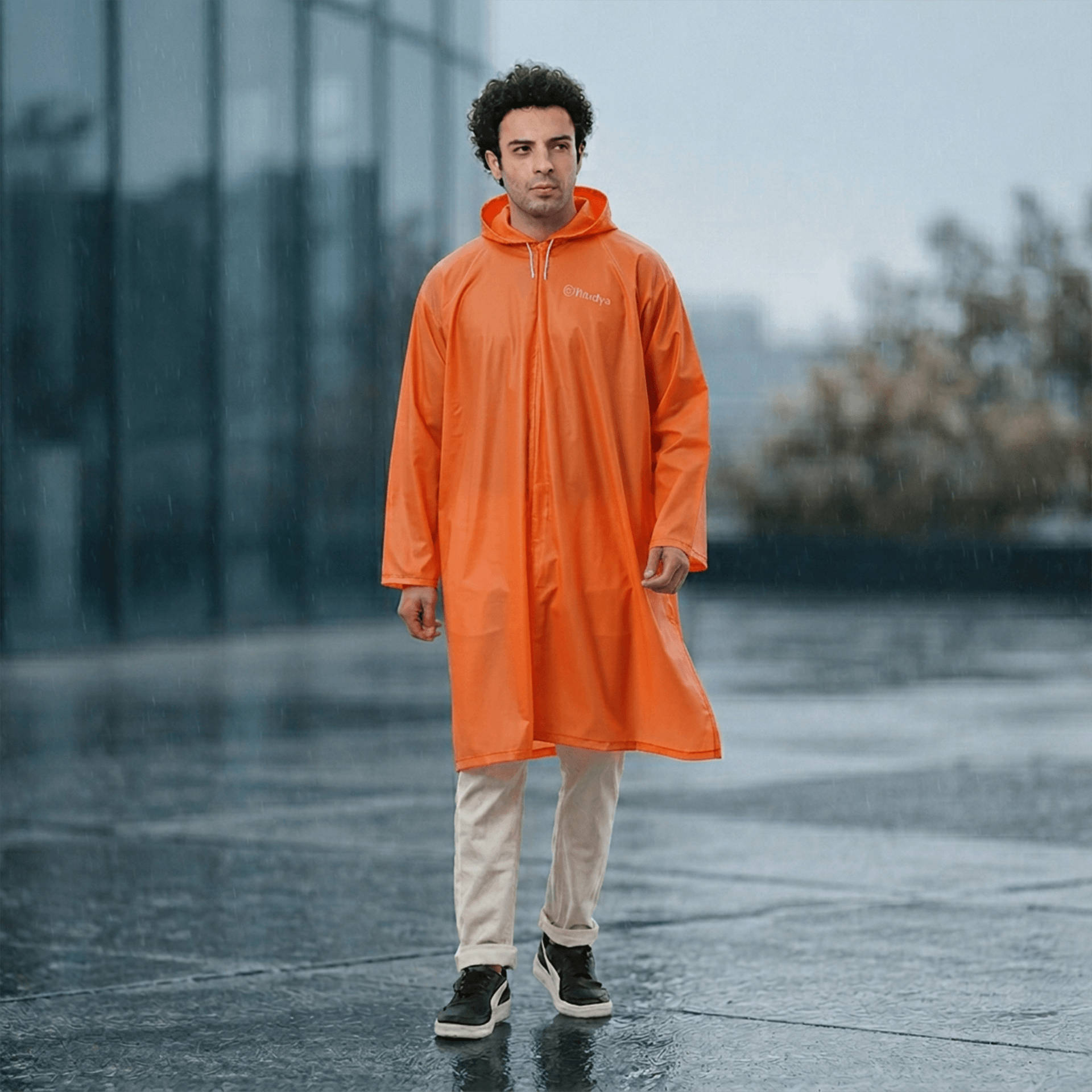 Buy Zeel Unisex Hooded Rain Poncho (Free Size, Orange) Online (1