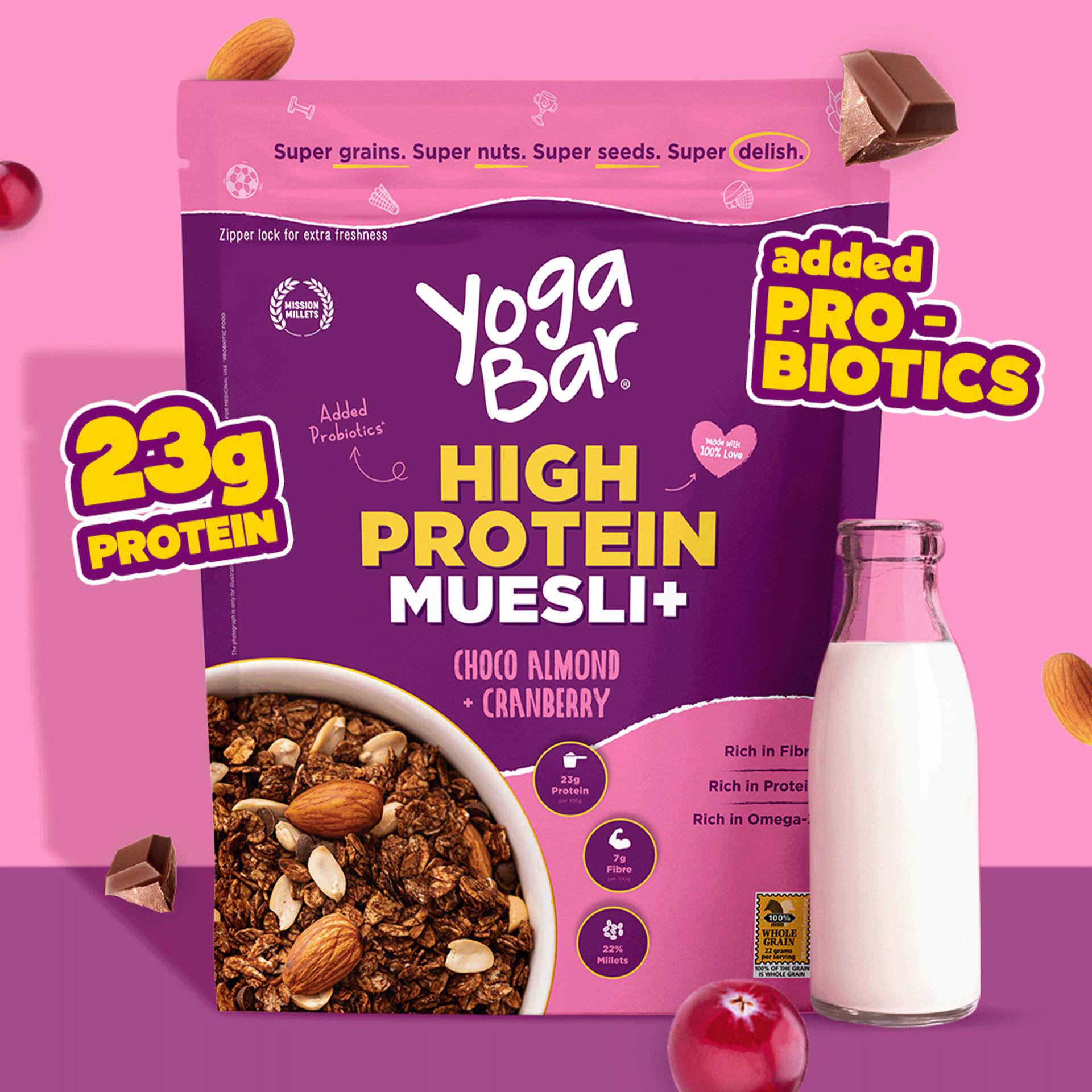 Yoga Bar 23g High Protein Muesli Choco Almond & Cranberry