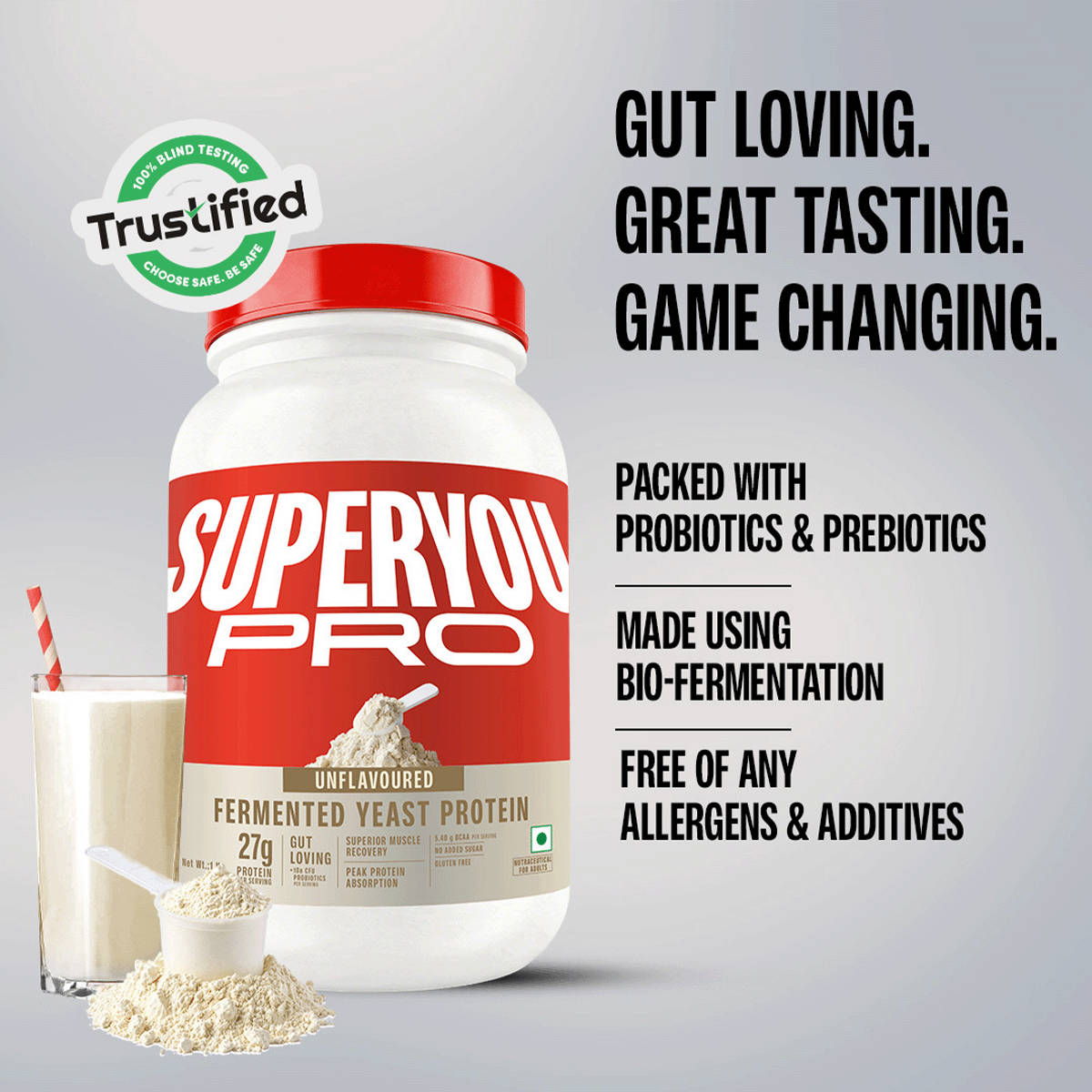SuperYou Pro Unflavoured Fermented Yeast Protein Powder 27g - Image 5