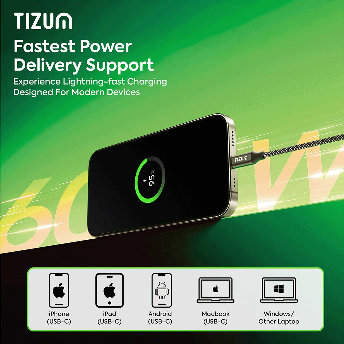 Tizum 60W USB-C to USB-C Magnetic Cable - Image 7