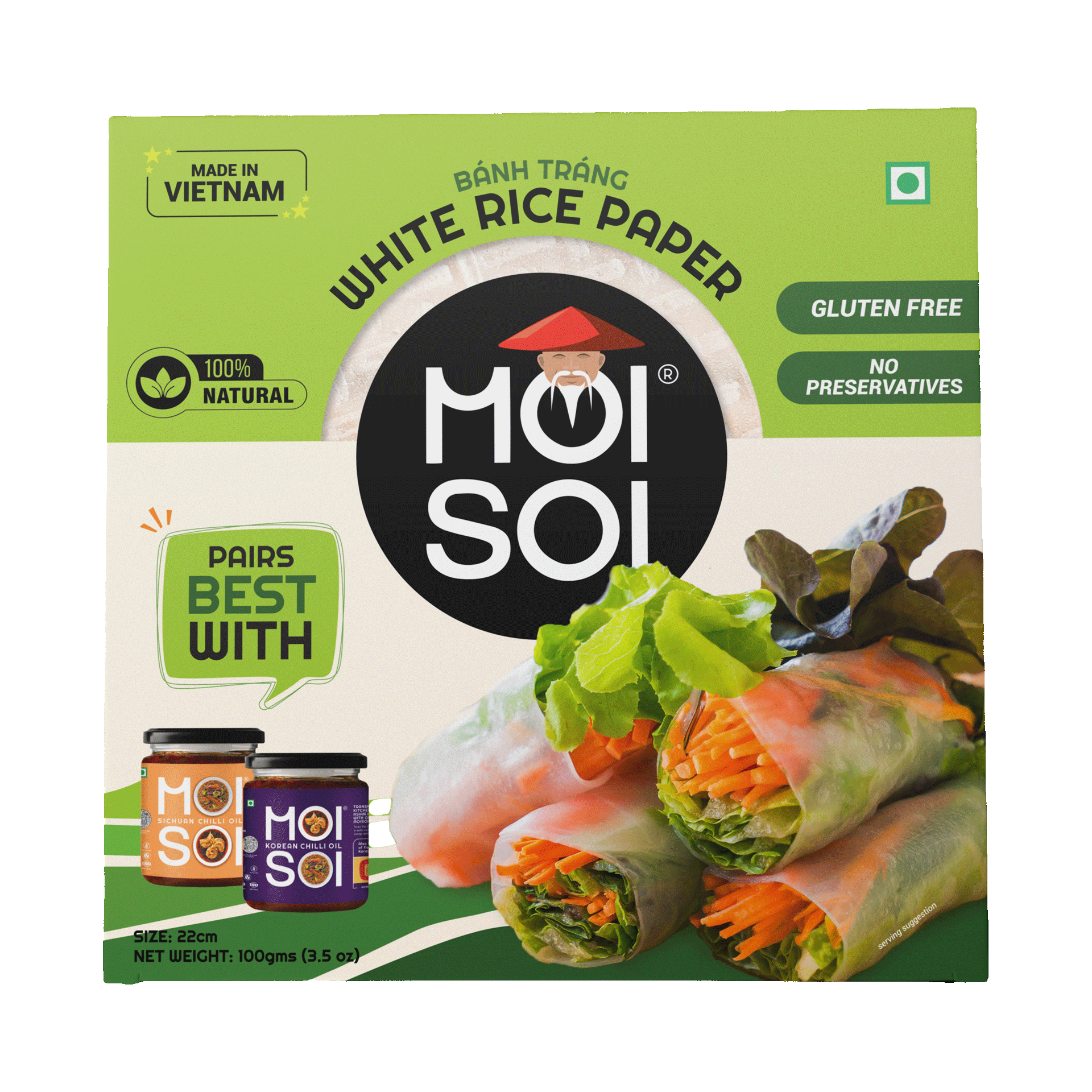 Moi Soi White Rice Paper 22cm 100g - Image 1