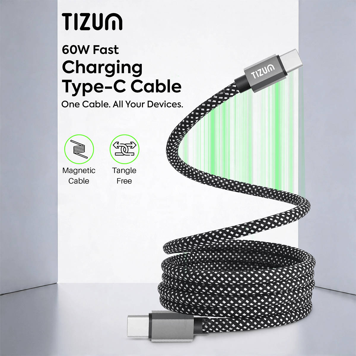 Tizum 60W USB-C to USB-C Magnetic Cable - Image 3