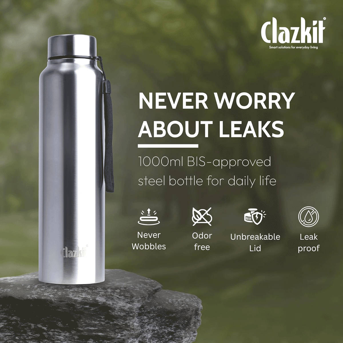 Clazkit Stainless Steel Water Bottle 1L - Image 3
