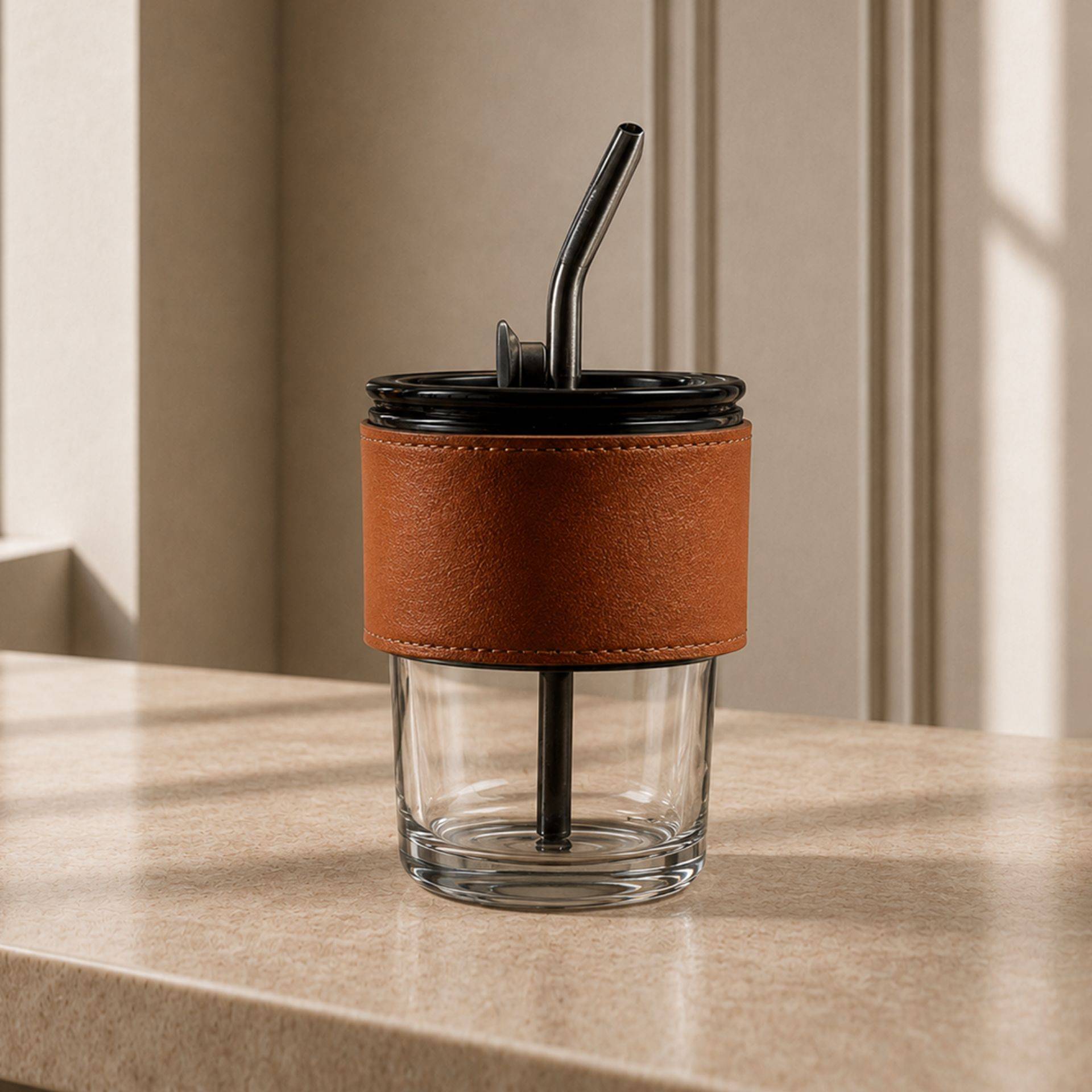 Lifelong Glass Mug with Glass Straw 400ml
