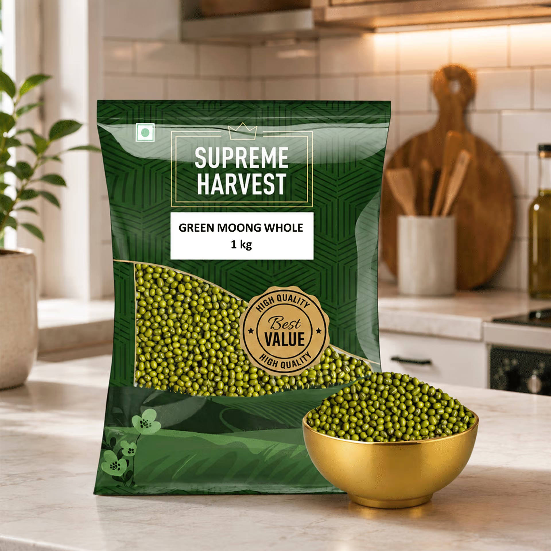 Supreme Harvest Green Moong Whole 1 kg