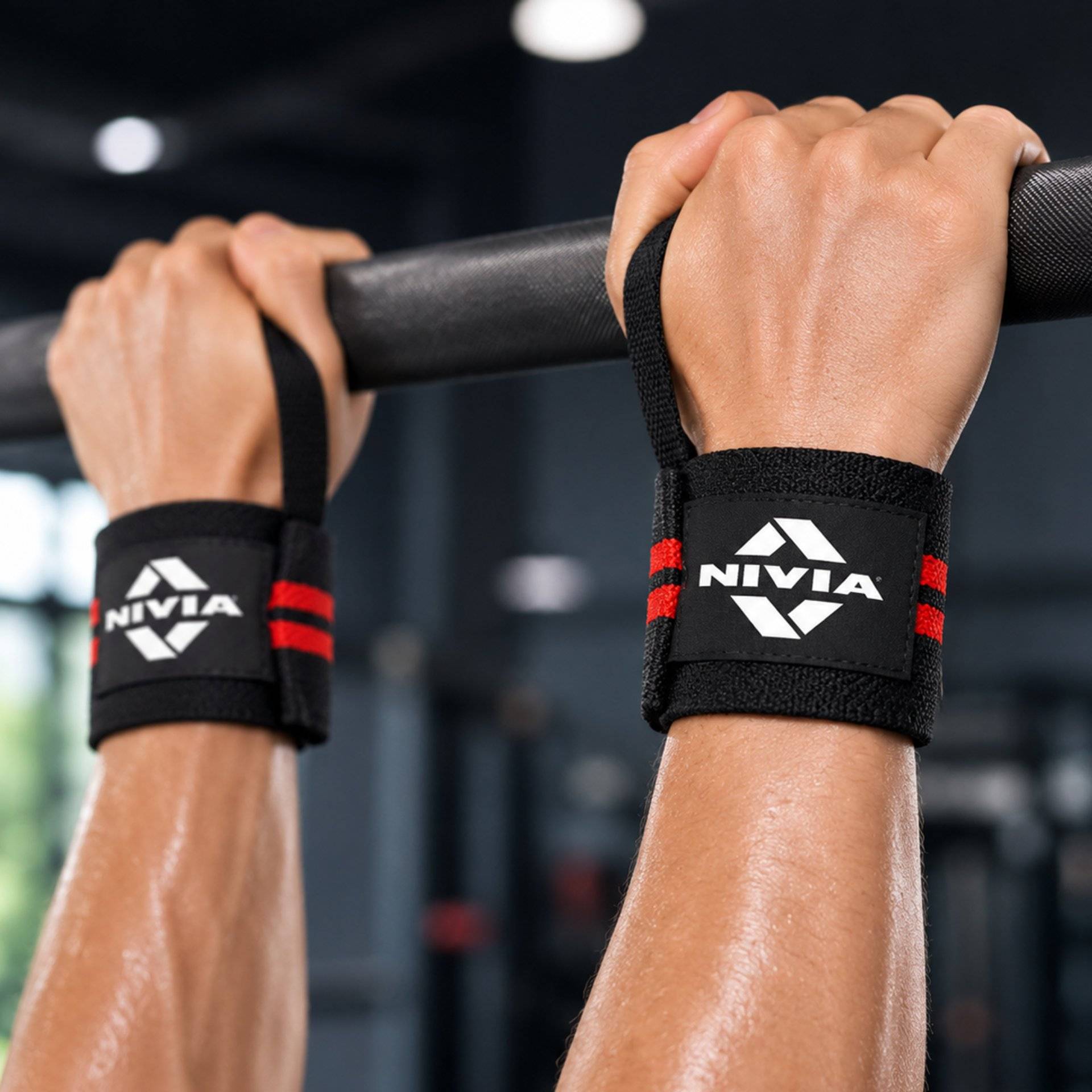 Nivia Weightlifting Wrist Support Band (Red, Black)