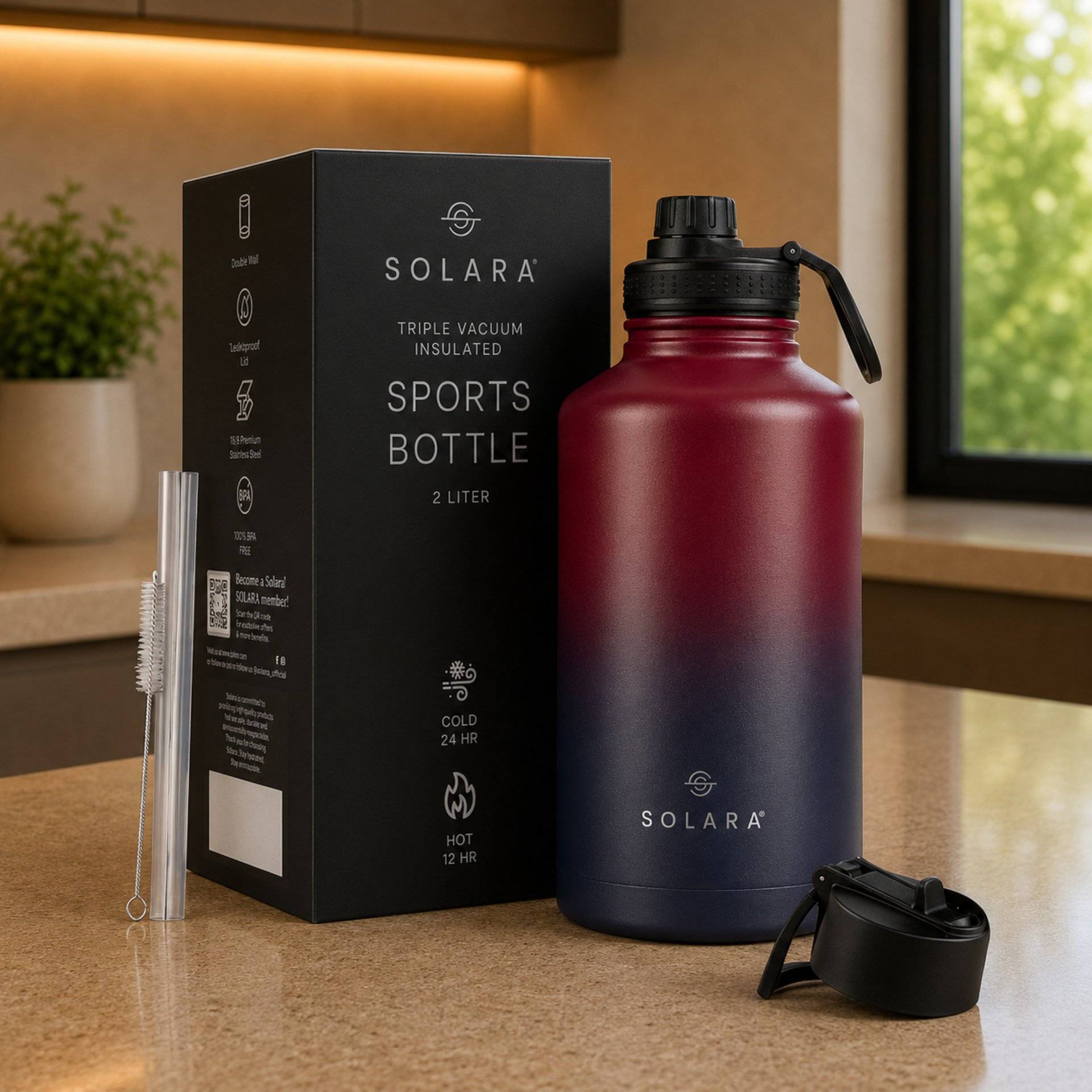 Buy SOLARA Stainless Steel Vacuum Insulated Water Bottle (2 L, Dark Intentions) Online (1 Piece) At Best Price