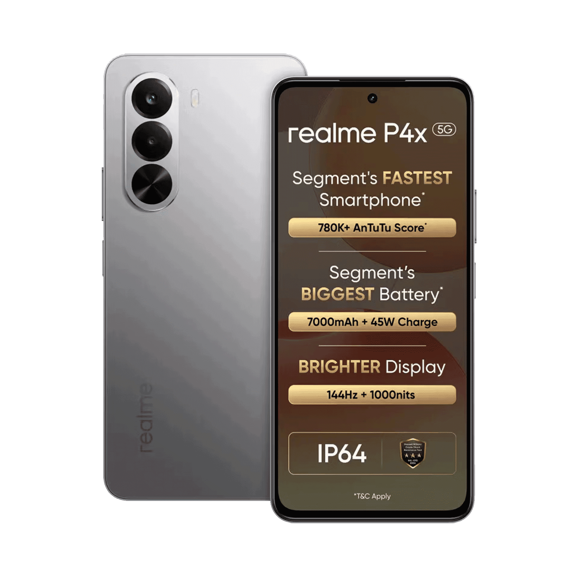 realme P4x 8GB 128GB 7000mAh Battery 50MP Camera 6.72" Silver - Image 1