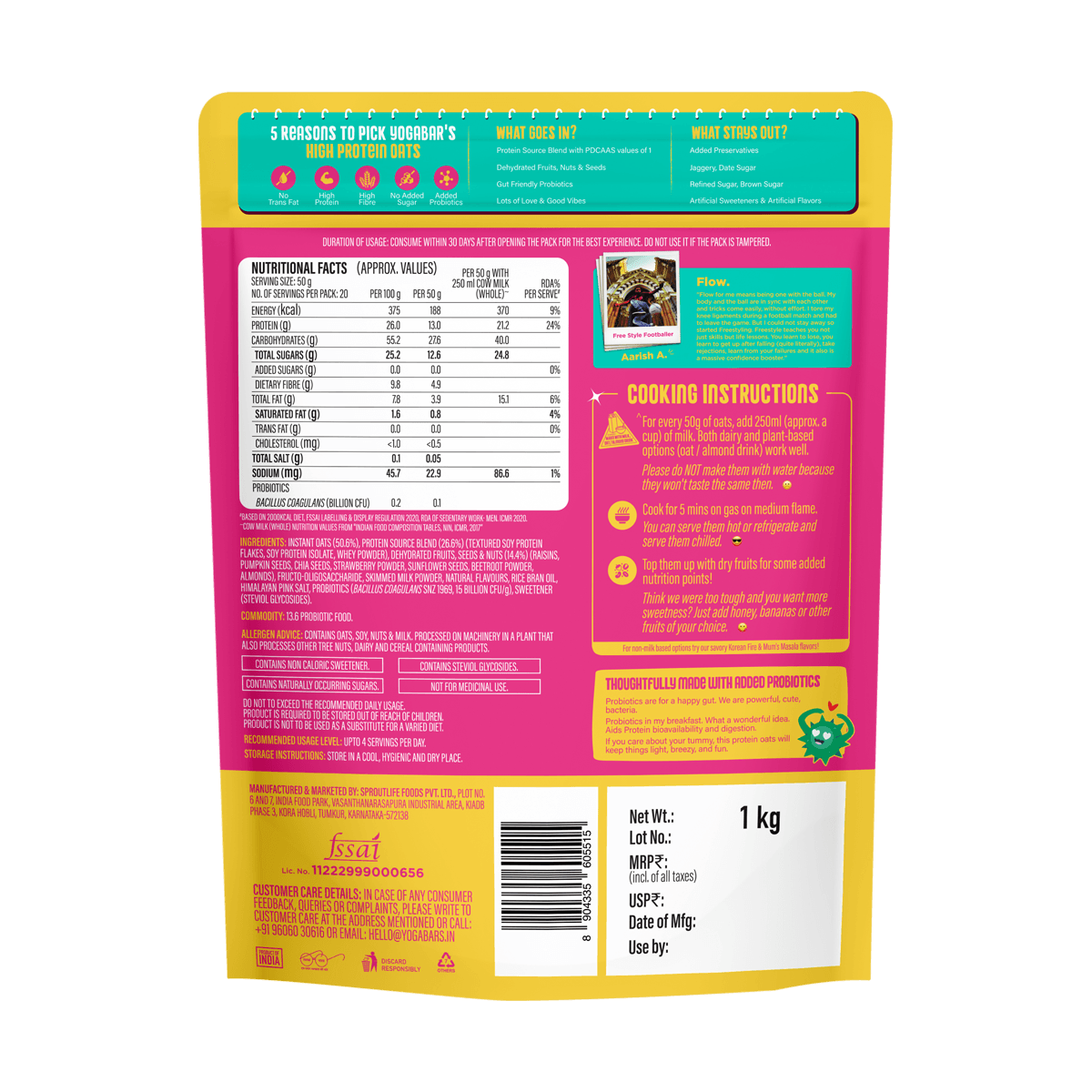 Yogabar 26% Protein Oats, Fruits, Nuts & Seeds Bar - Image 3