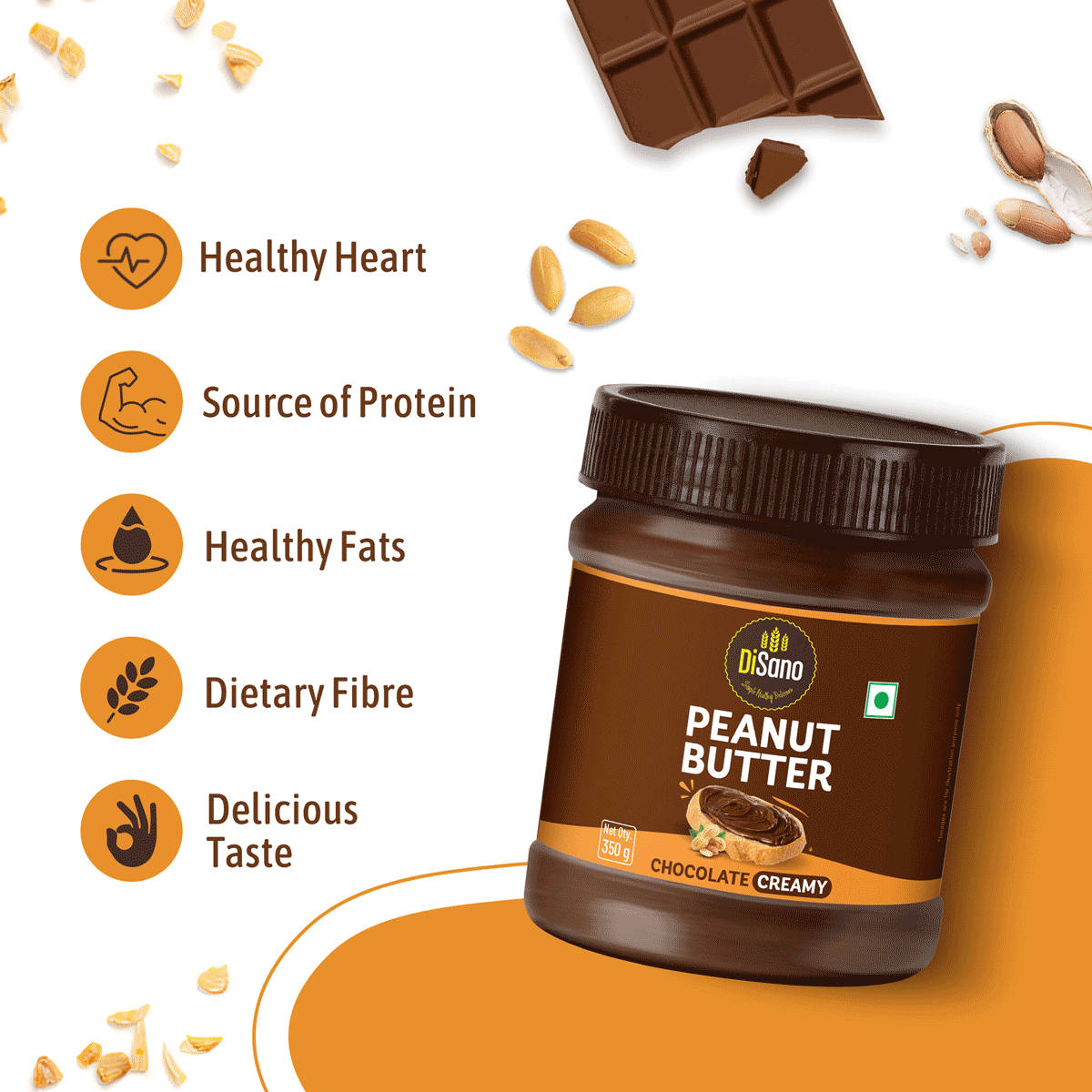 Disano Chocolate Creamy Peanut Butter 350 g - Image 4