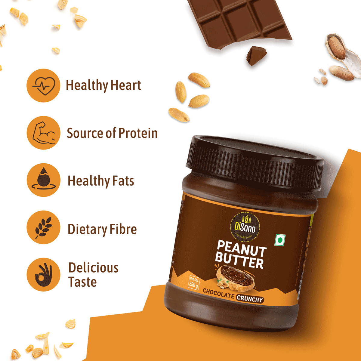 Disano Chocolate Crunchy Peanut Butter 350g - Image 4