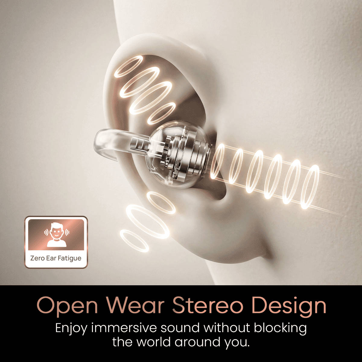 Hammer Aura Air OWS Open-Ear Wireless Earbuds, Champagne Gold - Image 4