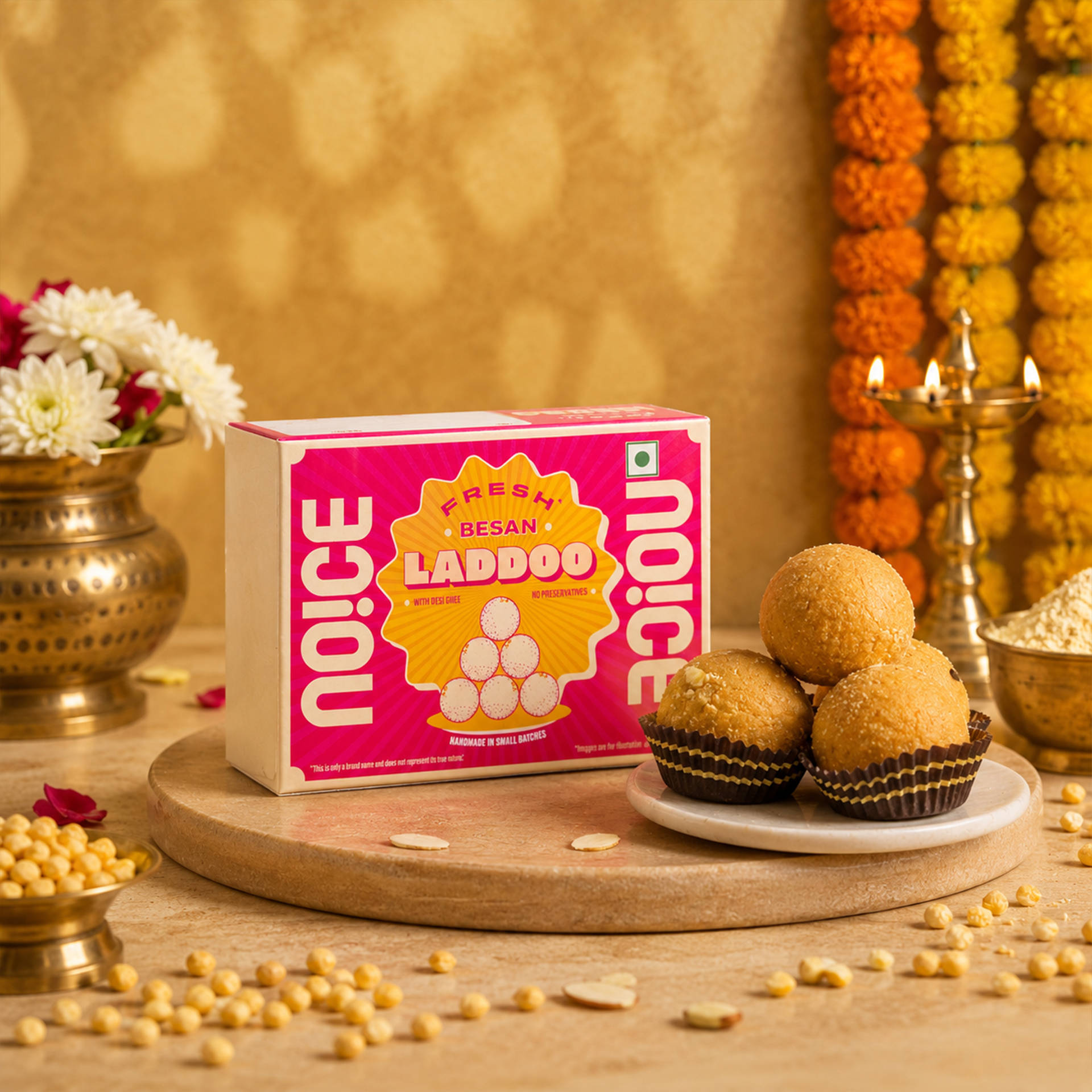 NOICE Fresh Besan Ladoo 4 Pieces - Image 1