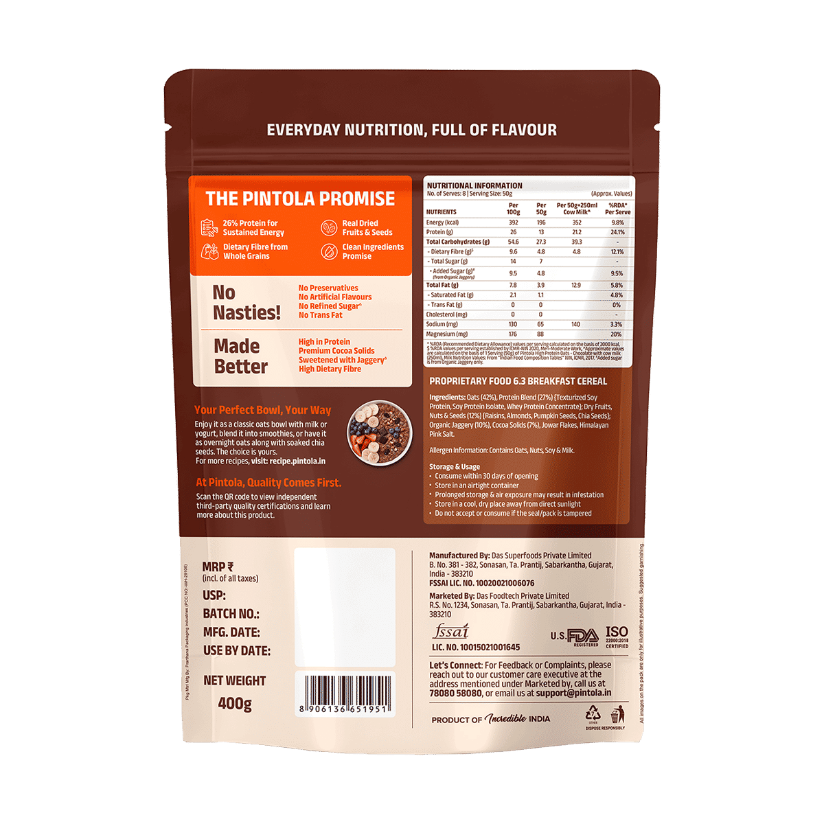 Pintola High Protein Oats 400g - Image 2