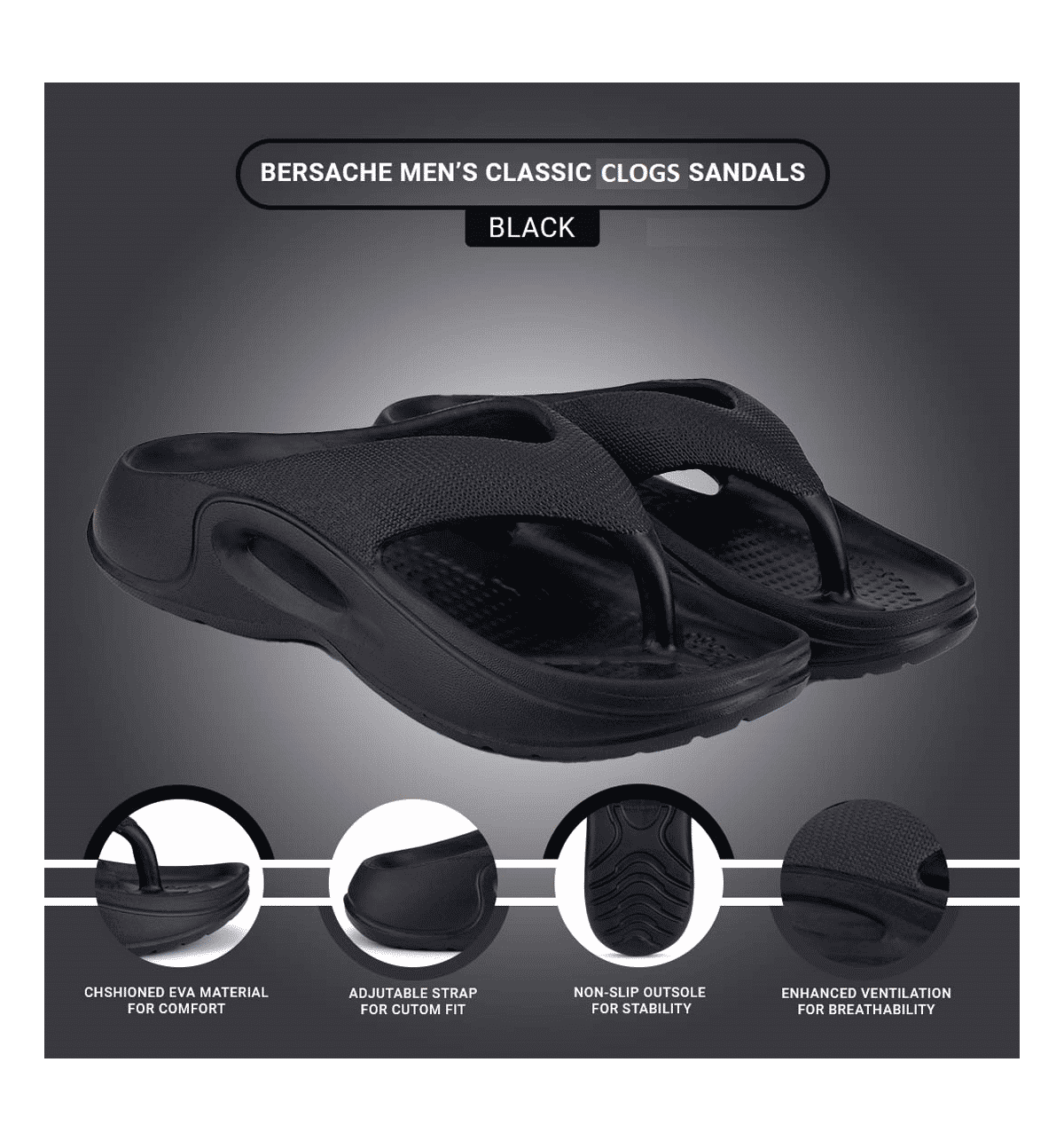 Bersache EVA Slipper, Black - UK 11 - Image 3