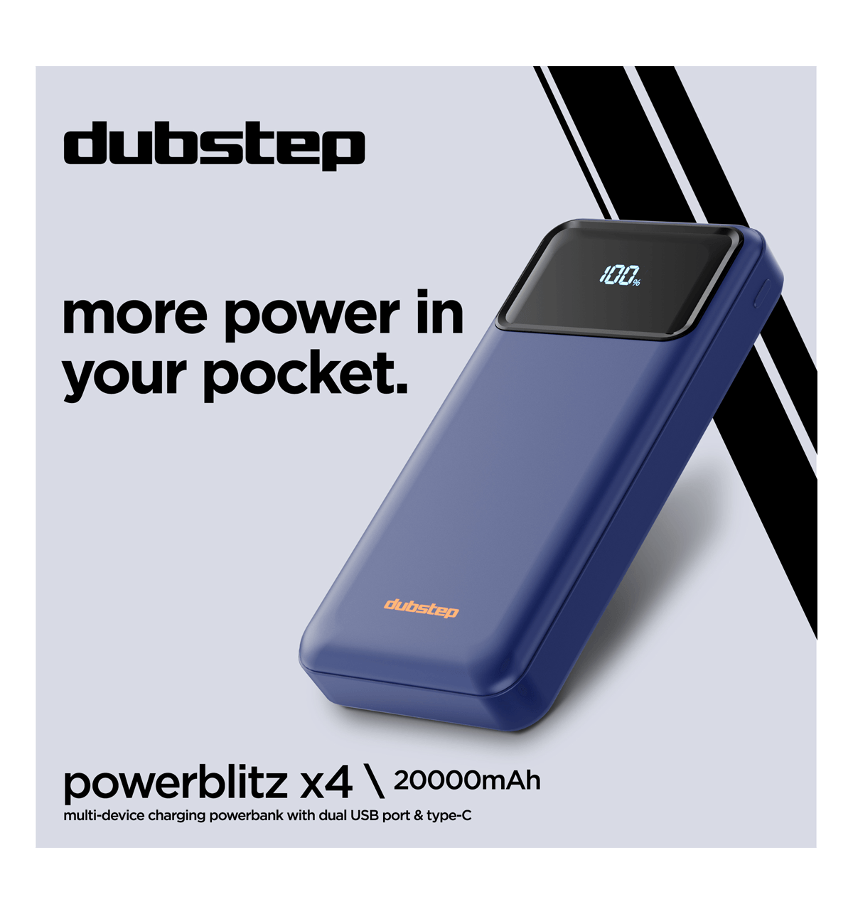 Dubstep Powerblitz X4 20000mAh 22.5W Power Bank (Blue) - Image 3