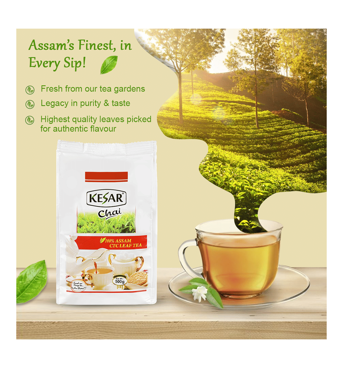 Kesar Chai Premium Assam CTC Leaf Tea 500 g - Image 4