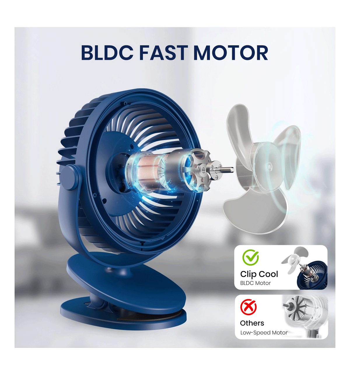 Portronics ClipCool Rechargeable Fan, Blue - Image 5