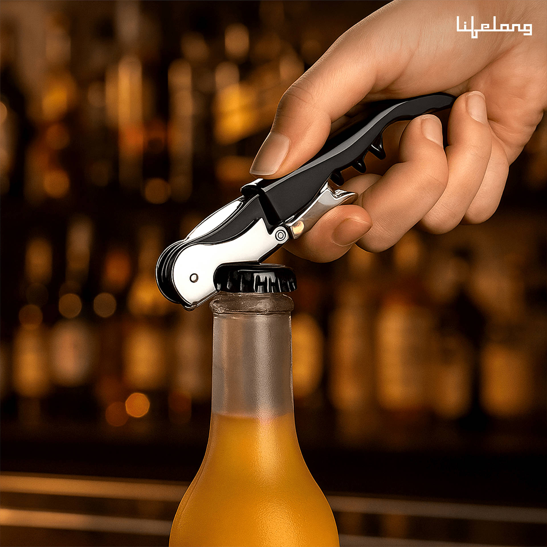 Lifelong 3in1 Wine Corkscrew with Knife and Bottle Opener, Wine Opener Steel