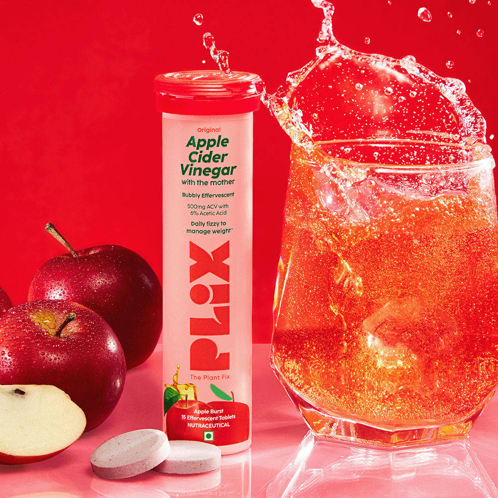 Buy PLIX Apple Cider Vinegar Effervescent for Weight Loss (Apple Burst)  Online (63 g) At Best Price