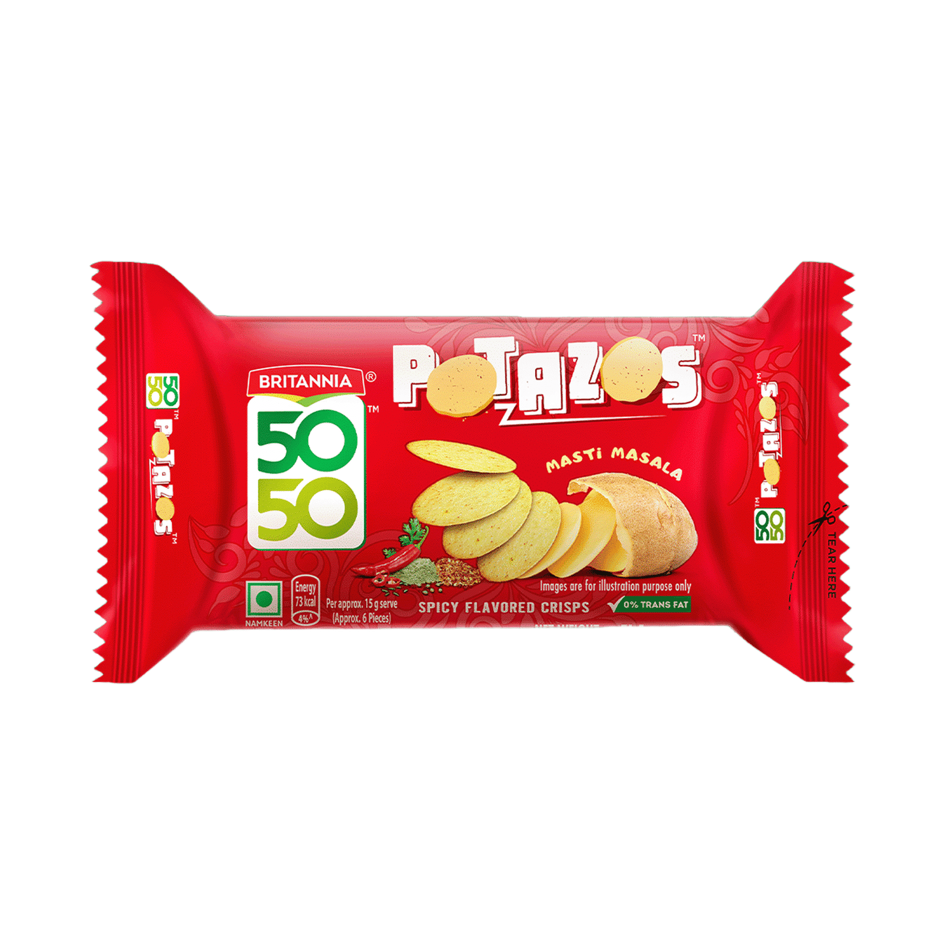 Britannia 5050 Potazos Masti Masala Spicy Crisps 71.5g - Image 1