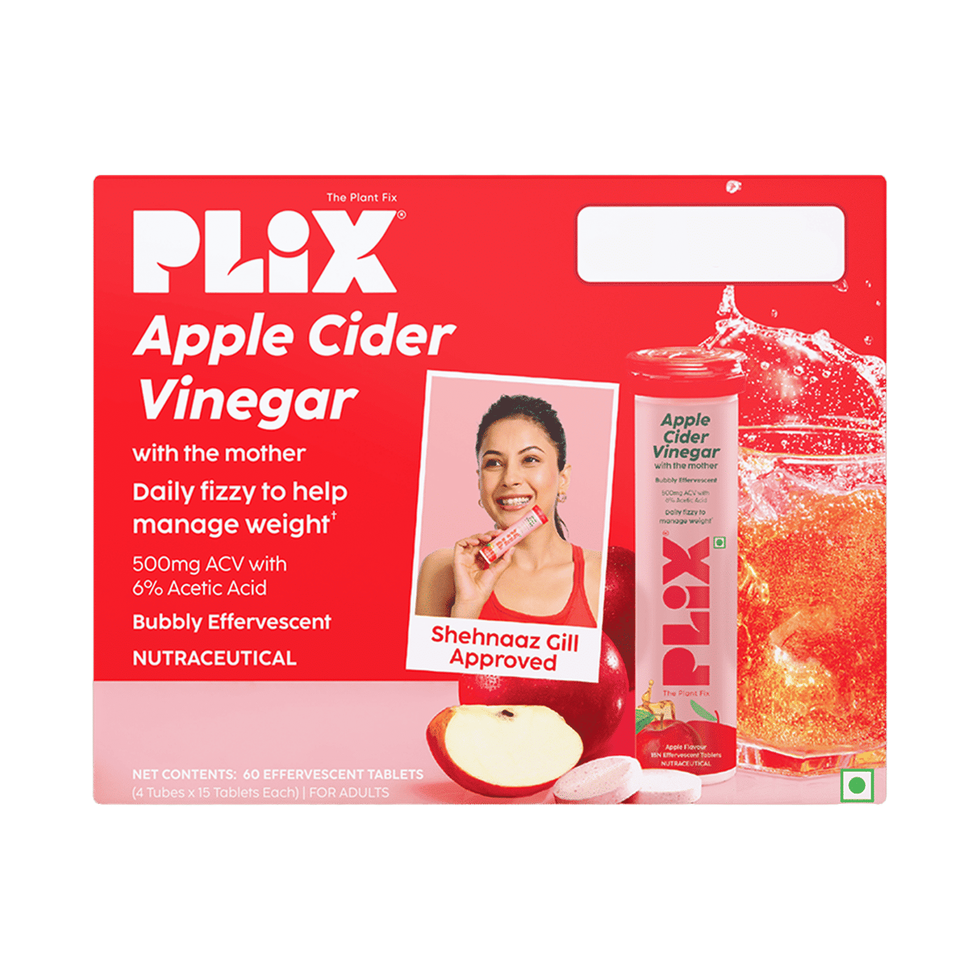 Buy PLIX Apple Cider Vinegar Effervescent For Weight Loss (Apple Burst)  Online (252 g) At Best Price