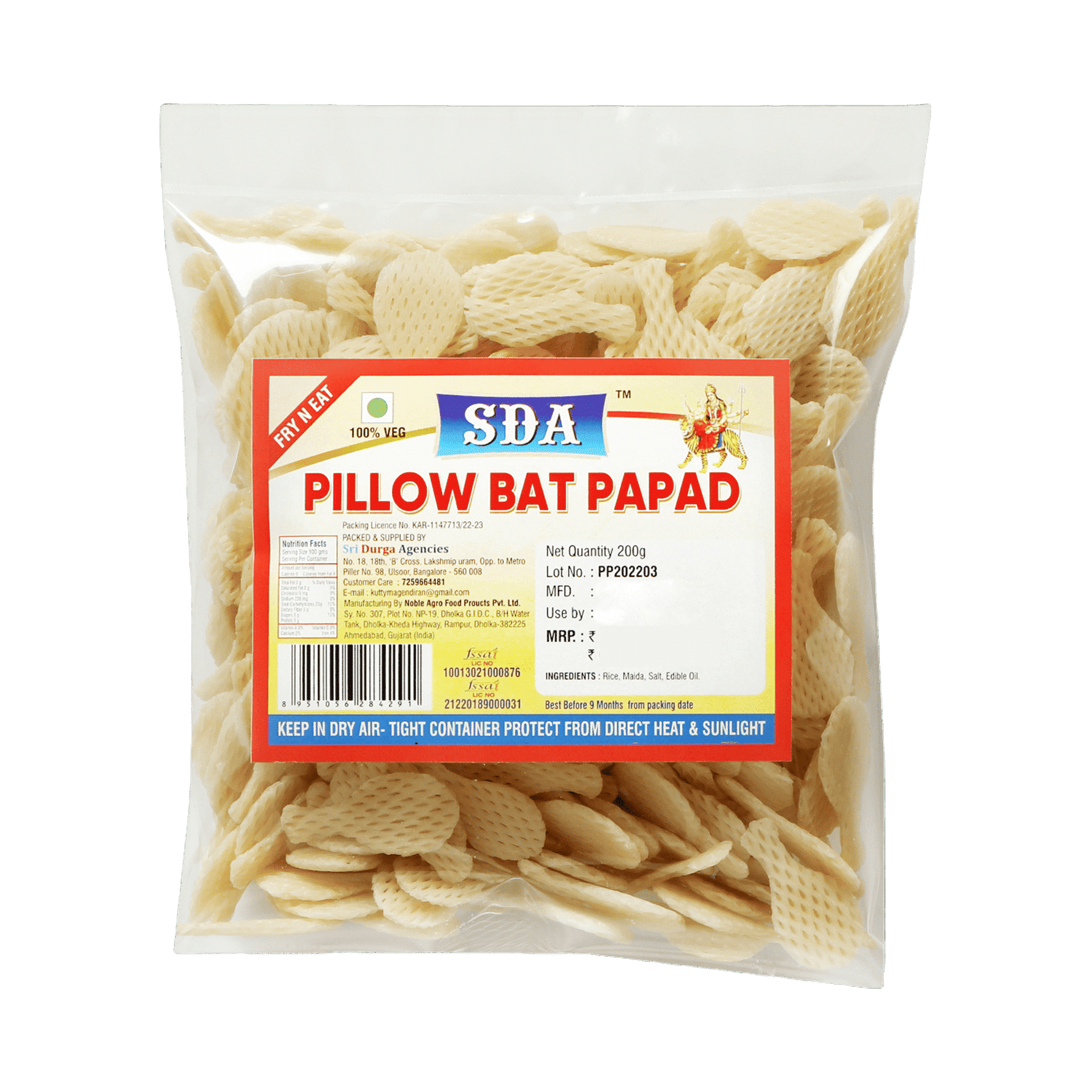 Buy SDA Pillow Papad - Bat Online (200 g) At Best Price