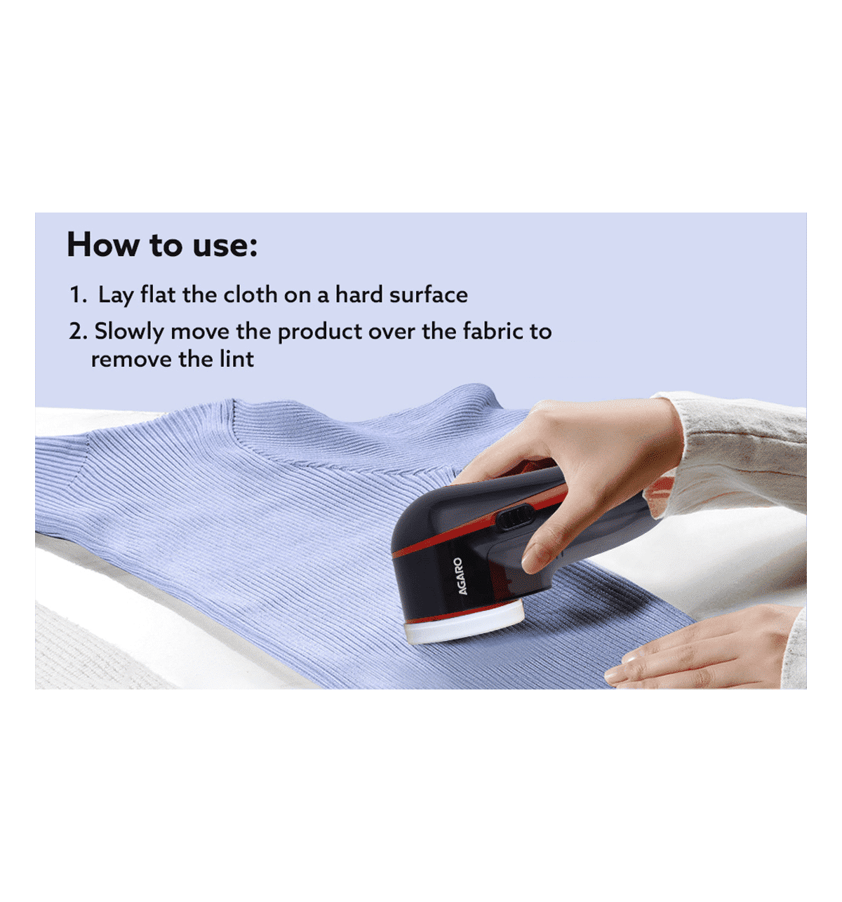 Agaro Elite Lint Remover (5W, 6-Leaf Stainless Steel Blades, Corded, Black & Red) - Image 7